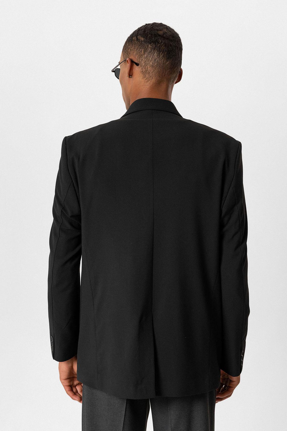 Antioch-Siyah Torba Cepli Kruvaze Erkek Blazer Ceket-Ceket-5-Milagron.com