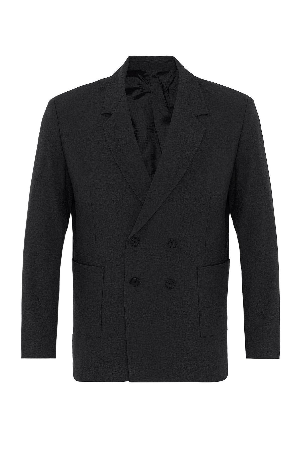 Antioch-Siyah Torba Cepli Kruvaze Erkek Blazer Ceket-Ceket-6-Milagron.com