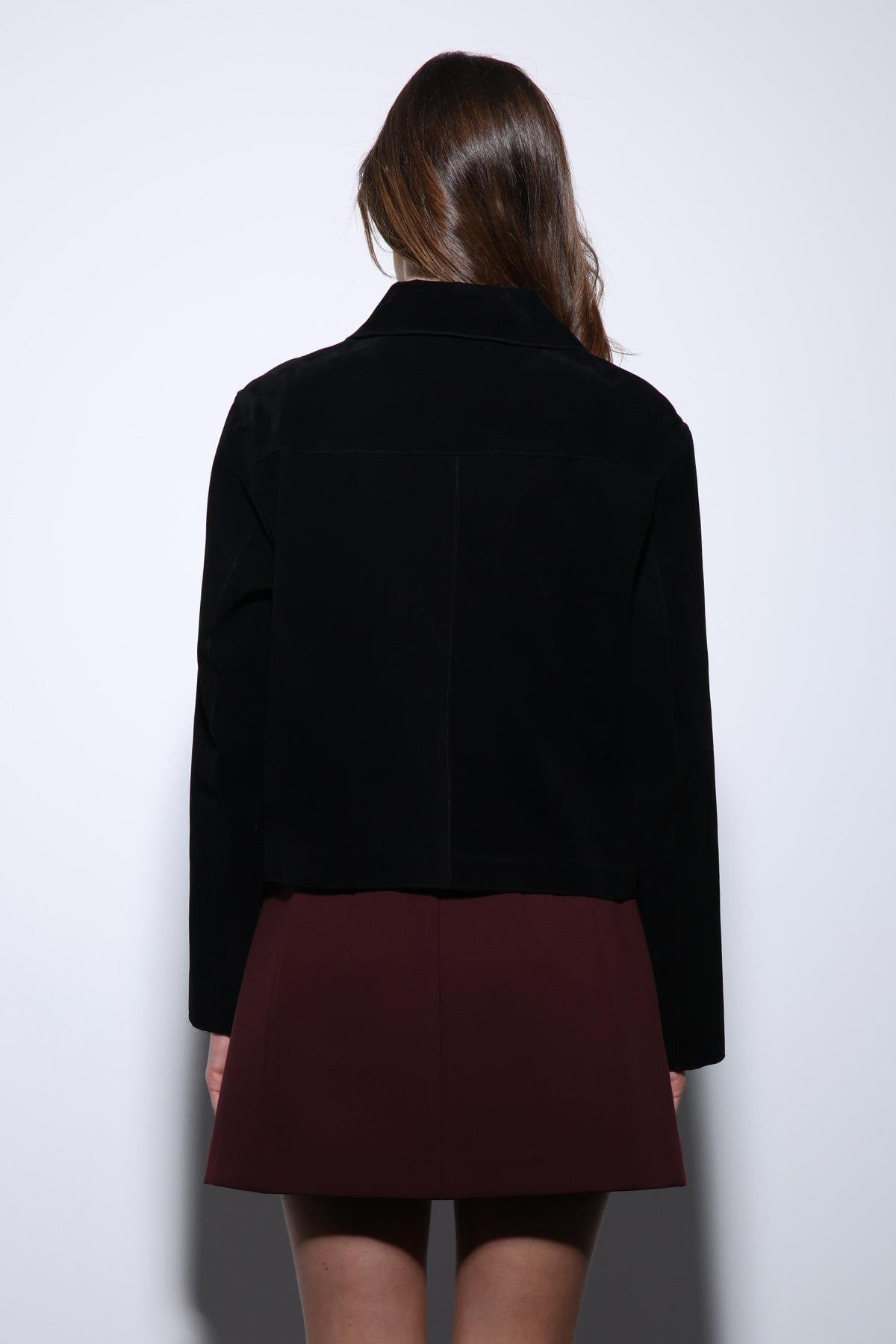 Antioch-Siyah Torba Cepli Süet Kadın Ceket-Ceket-6-Milagron.com