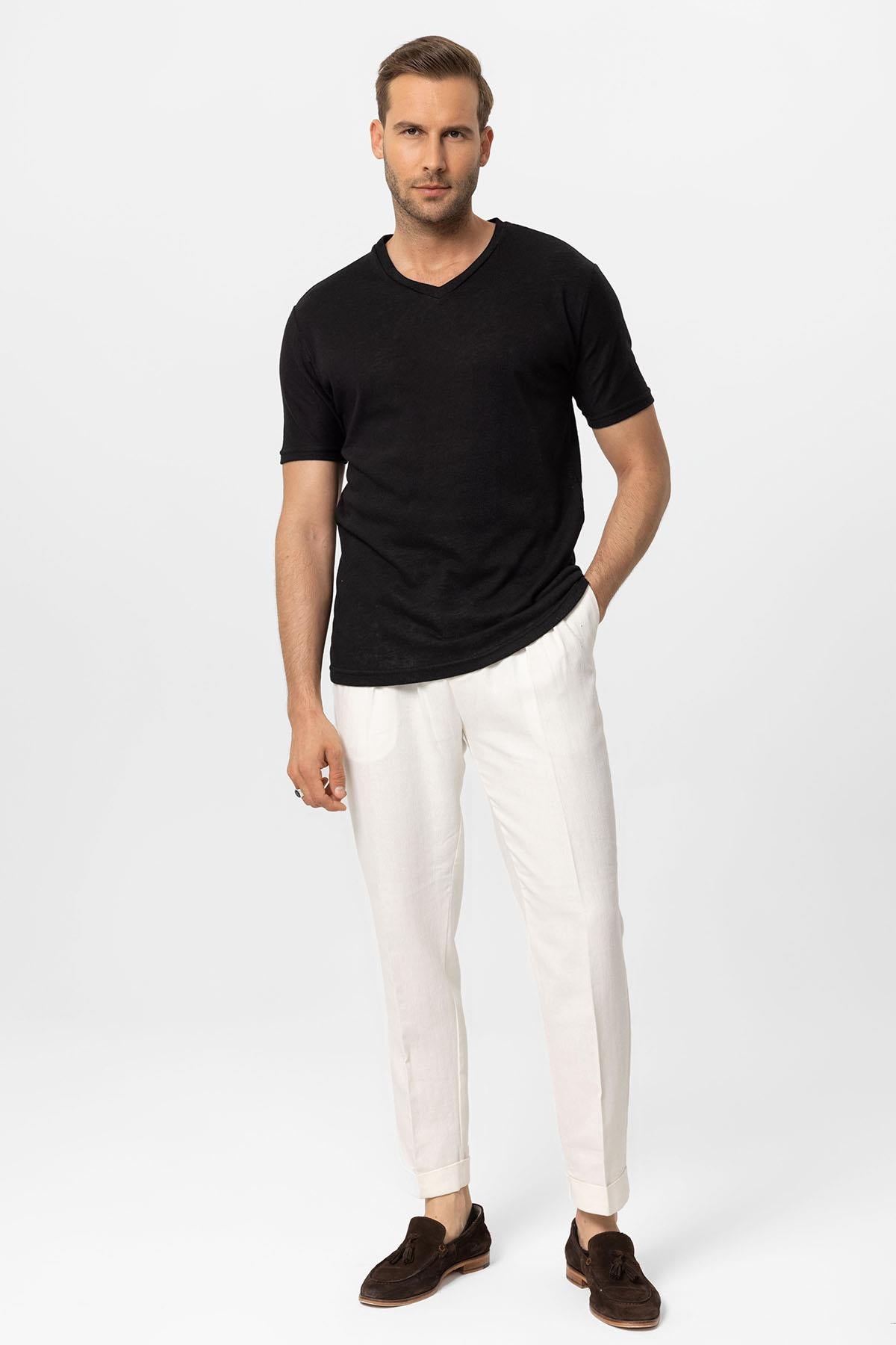 Antioch-Siyah V Yaka Basic Erkek T Shirt-T-Shirts-3-Milagron.com