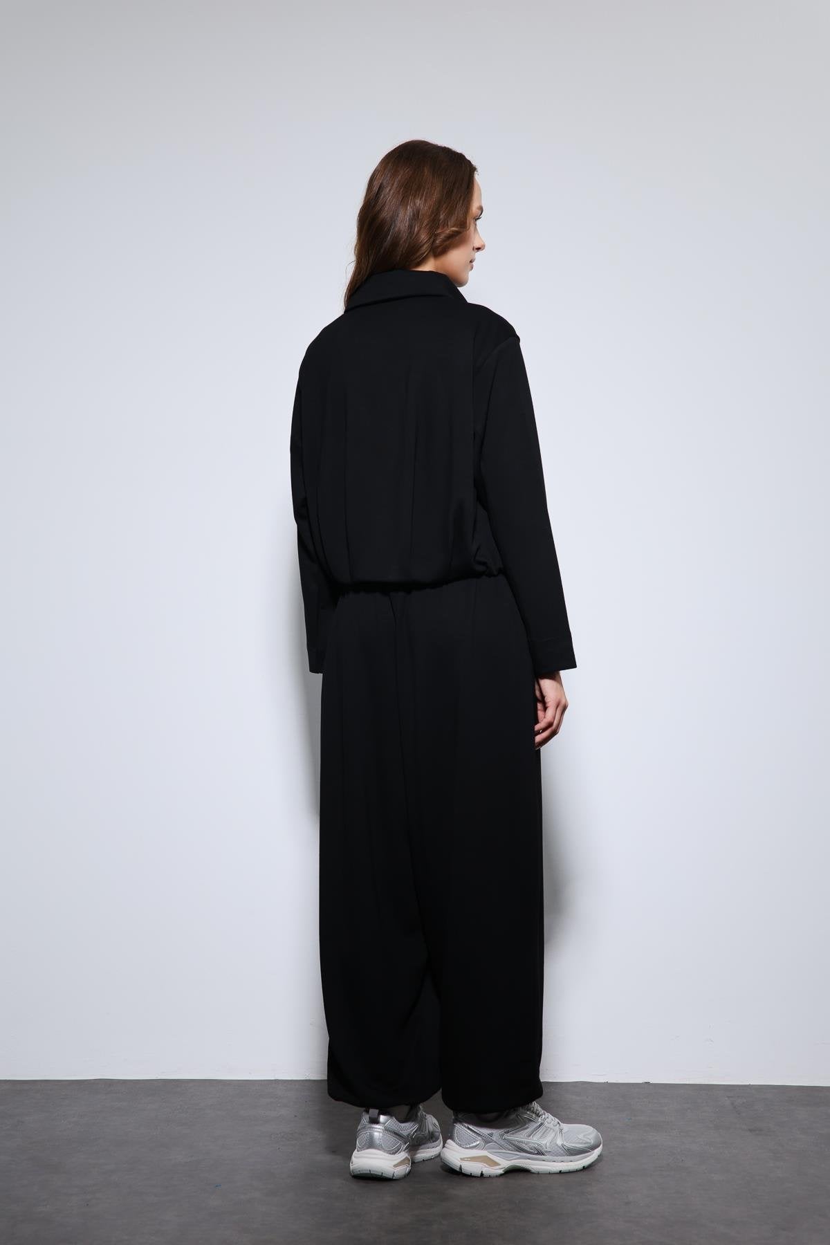 Antioch-Siyah Volümlü Ceket Ve Paça Lastikli Eşofman Takım-Eşofman-6-Milagron.com