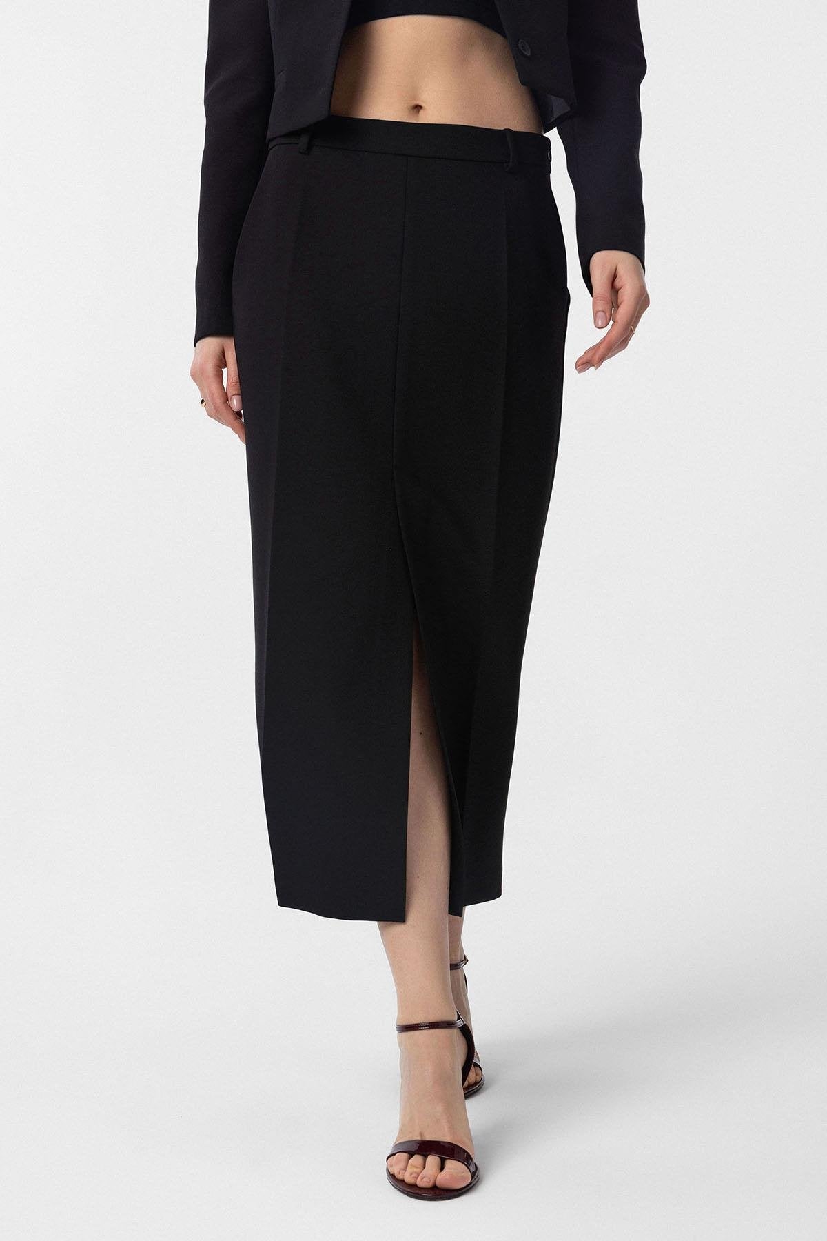 Antioch-Siyah Yırtmaçlı Kadın Kalem Etek-Etek-2-Milagron.com