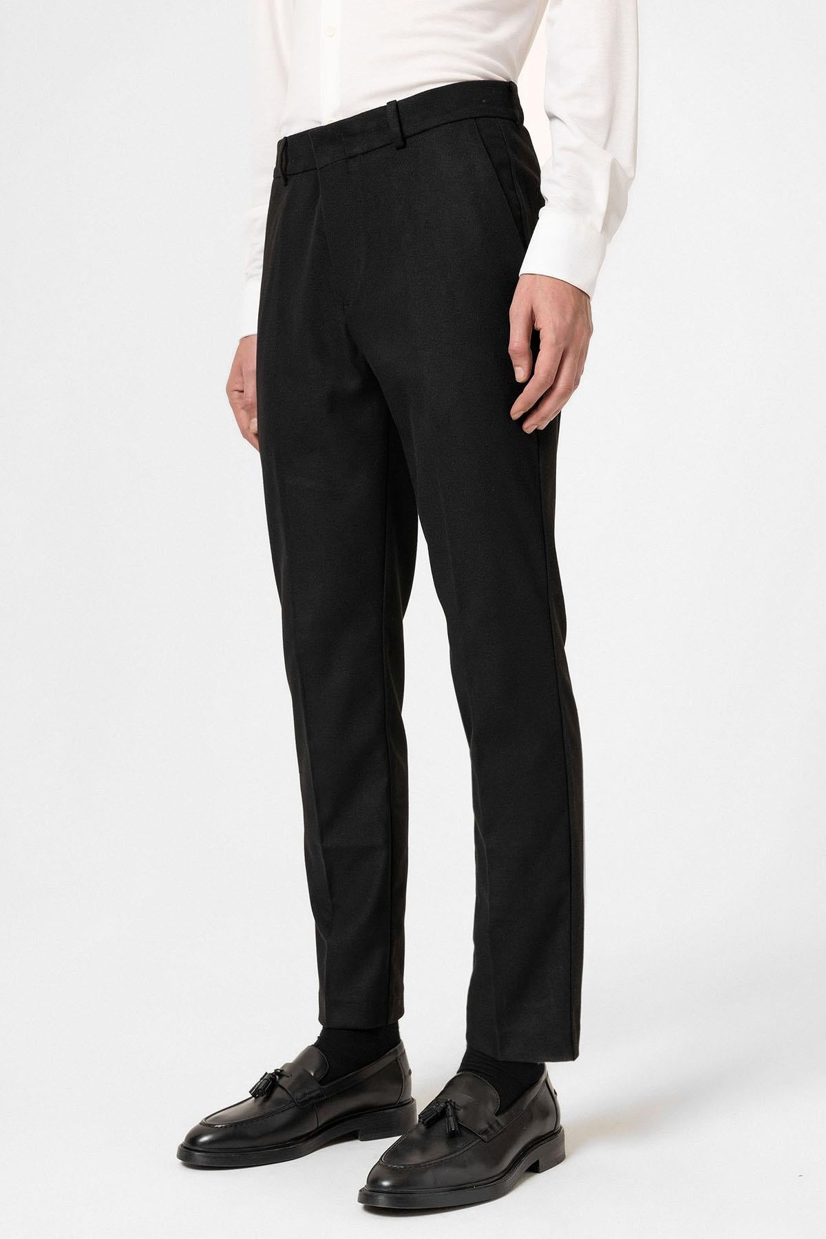 Antioch-Siyah Yüksek Bel Klasik Erkek Pantolon-Kumaş Pantolon-4-Milagron.com