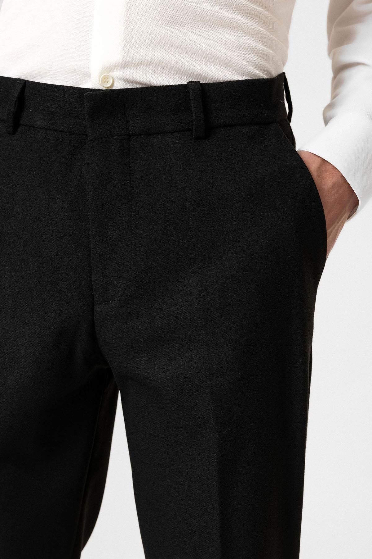 Antioch-Siyah Yüksek Bel Klasik Erkek Pantolon-Kumaş Pantolon-5-Milagron.com