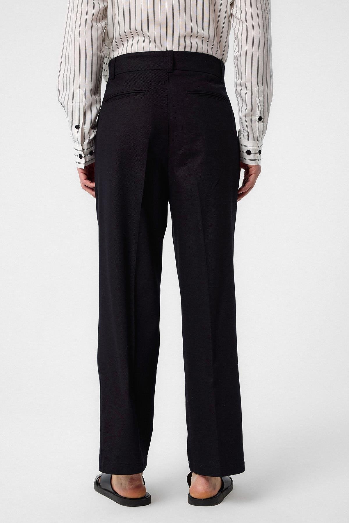 Antioch-Siyah Yüksek Bel Pamuklu Erkek Pantolon-Kumaş Pantolon-5-Milagron.com