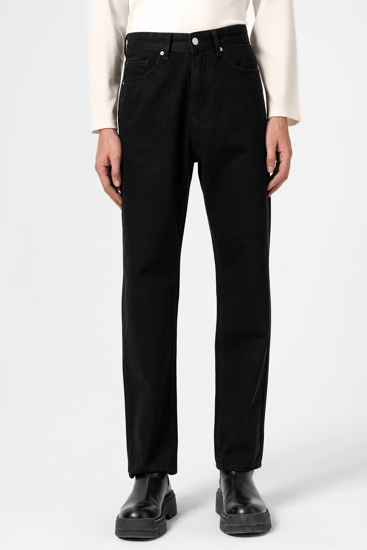 Antioch-Siyah Yüksek Bel Regular Fit Erkek Kot Pantolon-Kot Pantolon-1-Milagron.com