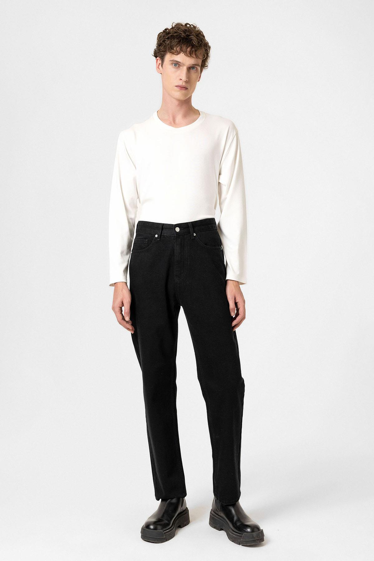 Antioch-Siyah Yüksek Bel Regular Fit Erkek Kot Pantolon-Kot Pantolon-2-Milagron.com