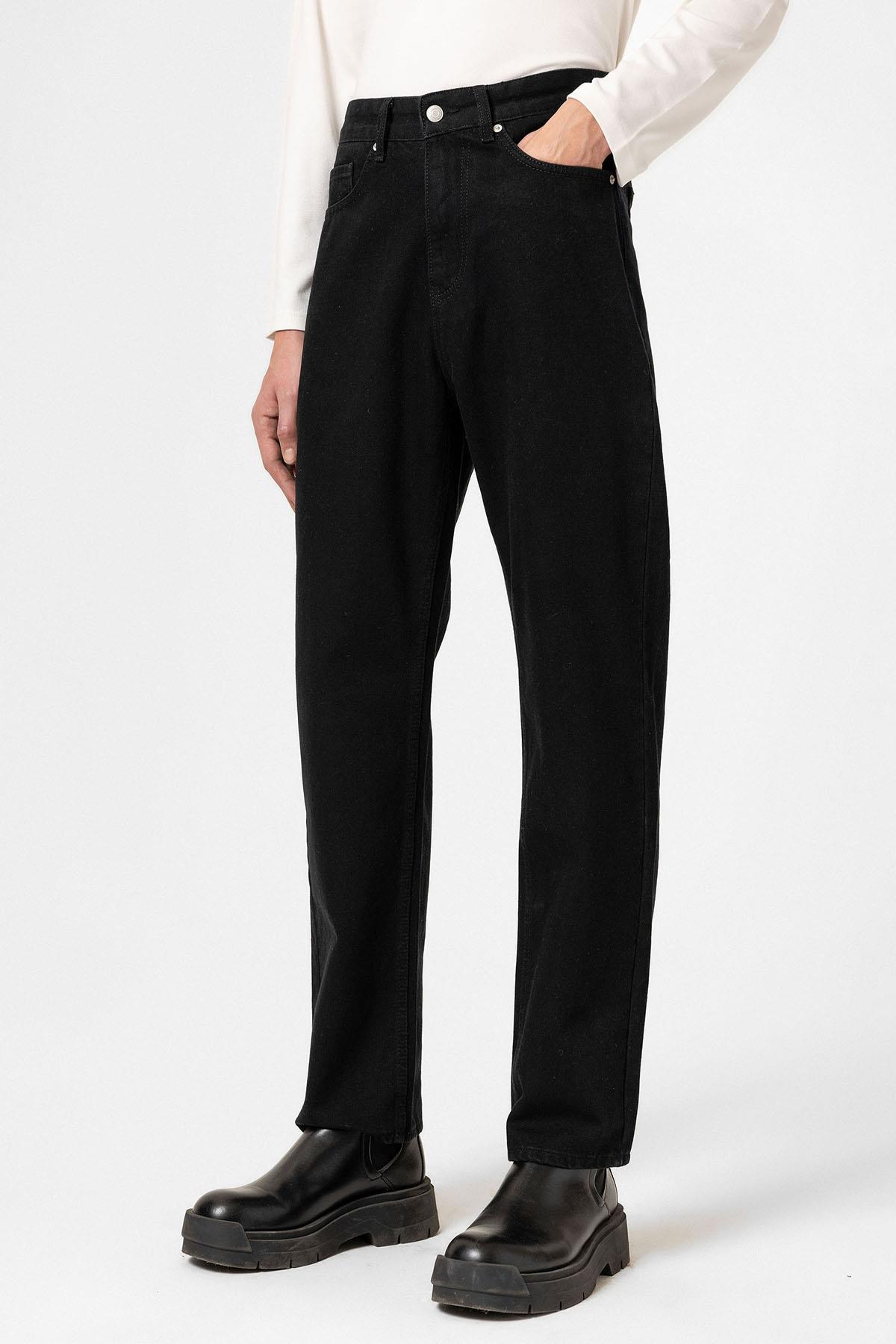 Antioch-Siyah Yüksek Bel Regular Fit Erkek Kot Pantolon-Kot Pantolon-3-Milagron.com