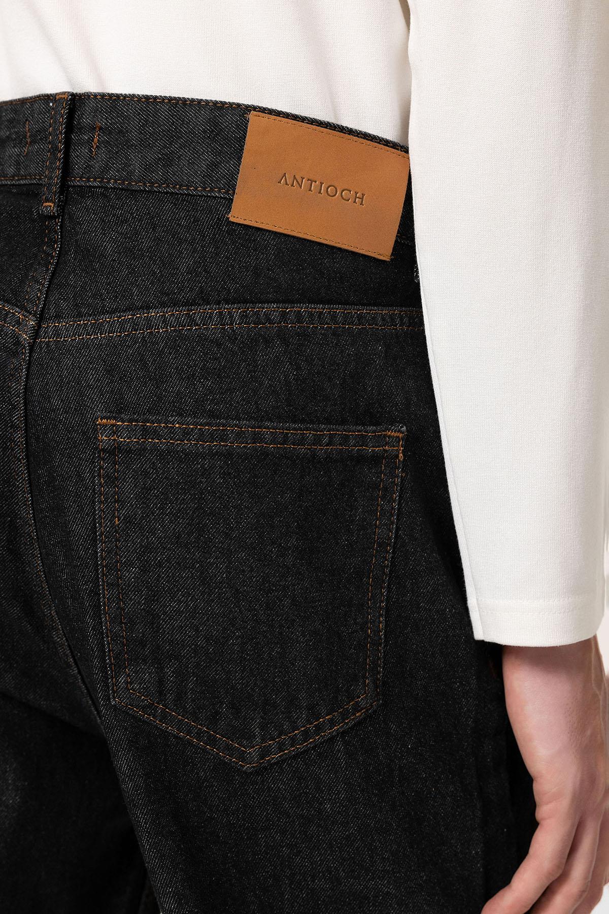 Antioch-Siyah Yüksek Bel Relaxed Fit Erkek Kot Pantolon-Kot Pantolon-5-Milagron.com