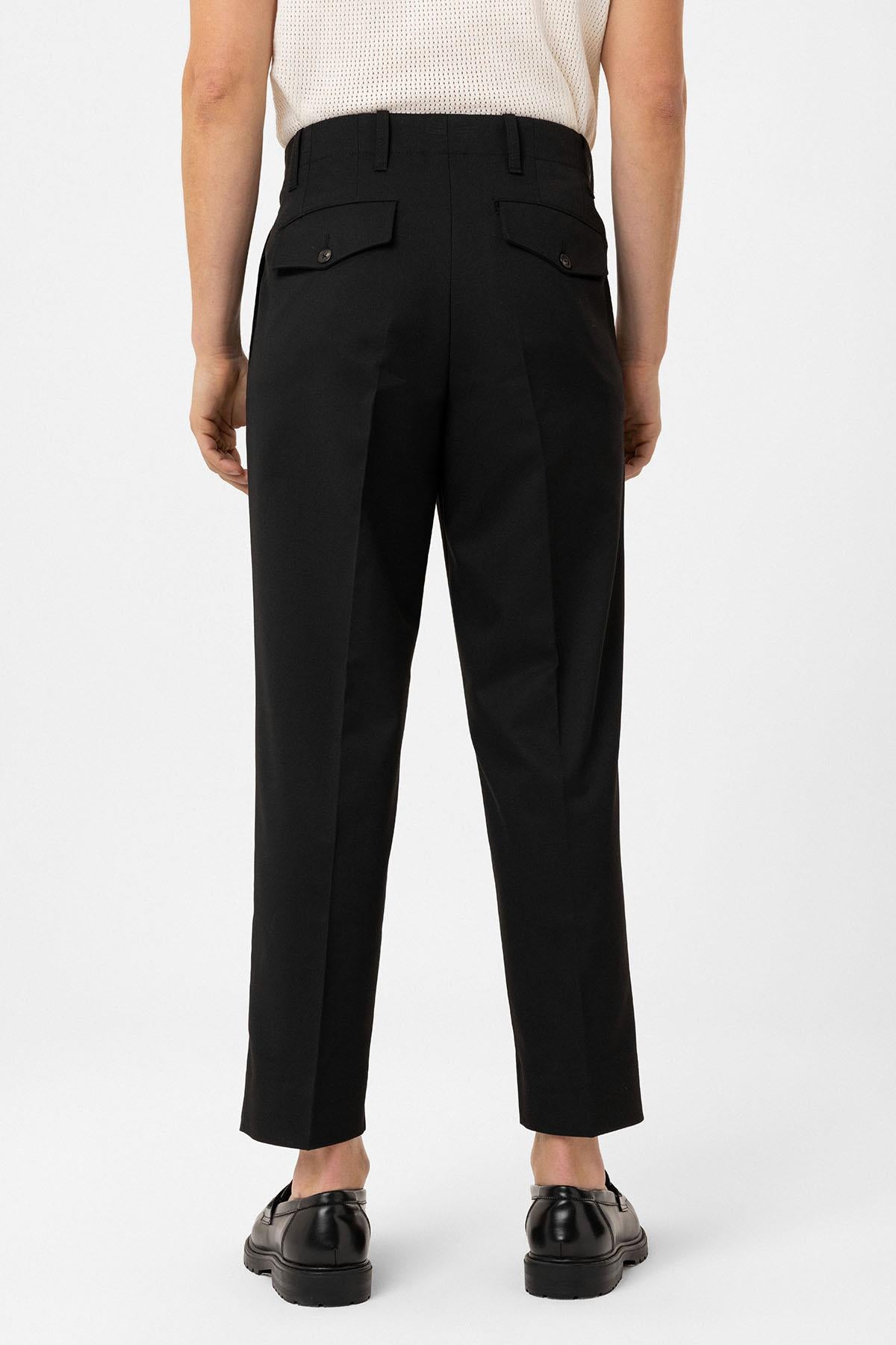 Antioch-Siyah Yüksek Bel Straight Fit Erkek Pantolon-Kumaş Pantolon-10-Milagron.com