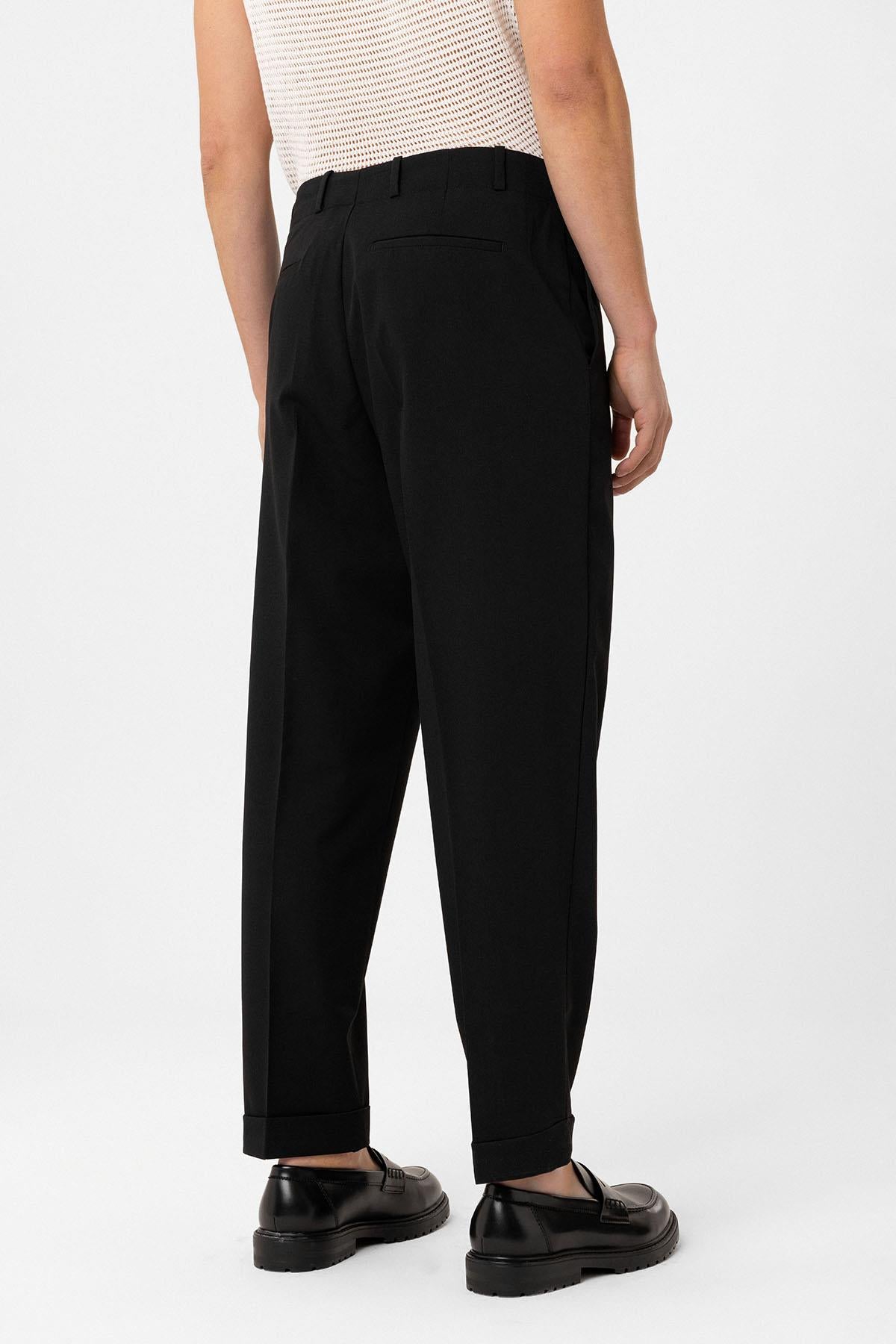 Antioch-Siyah Yüksek Bel Straight Fit Erkek Pantolon-Kumaş Pantolon-4-Milagron.com