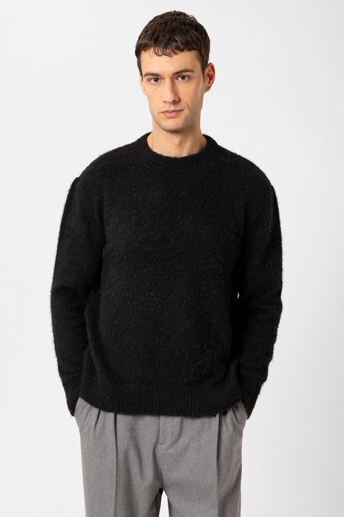 Antioch-Siyah Yumuşak Dokulu Erkek Kazak-Kazak & Triko-3-Milagron.com