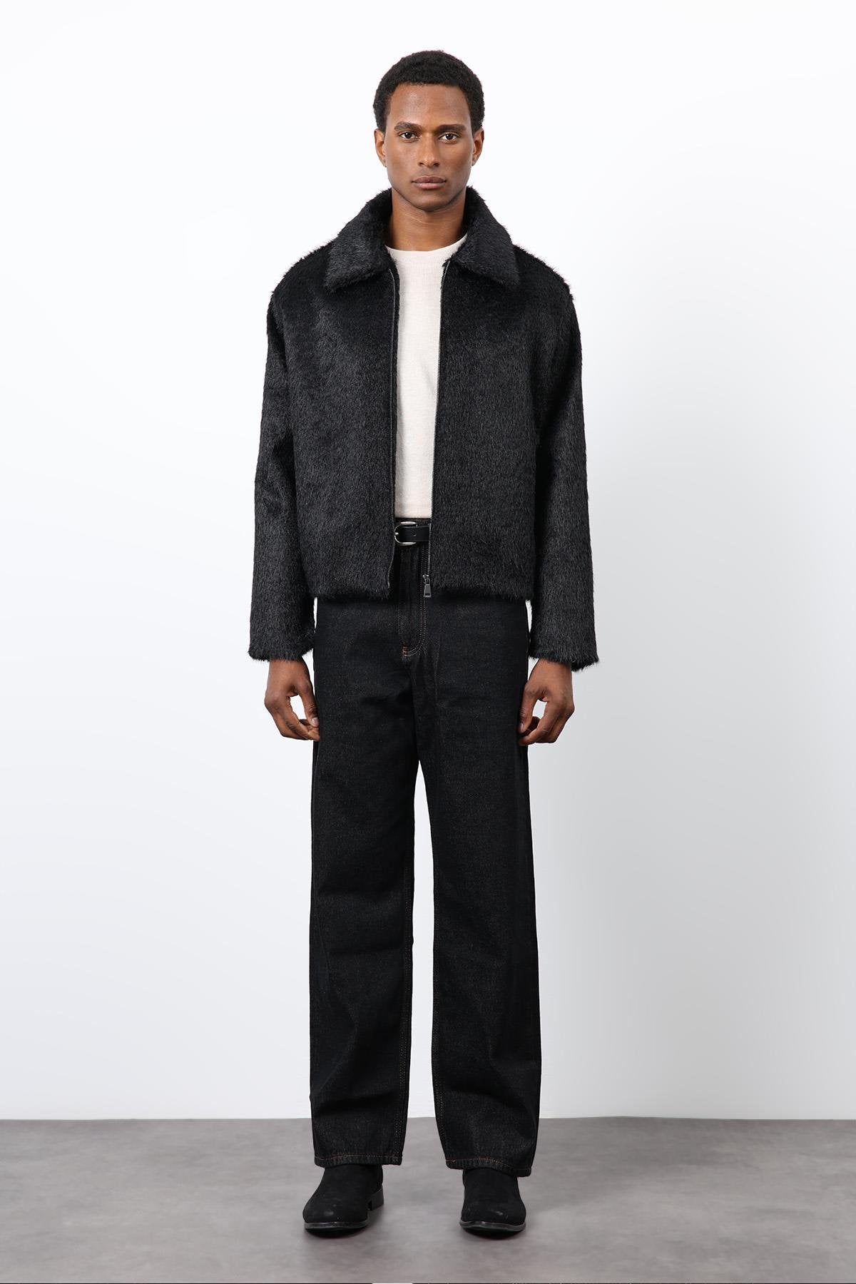 Antioch-Siyah Yumuşak Dokulu Erkek Mont-Mont-2-Milagron.com