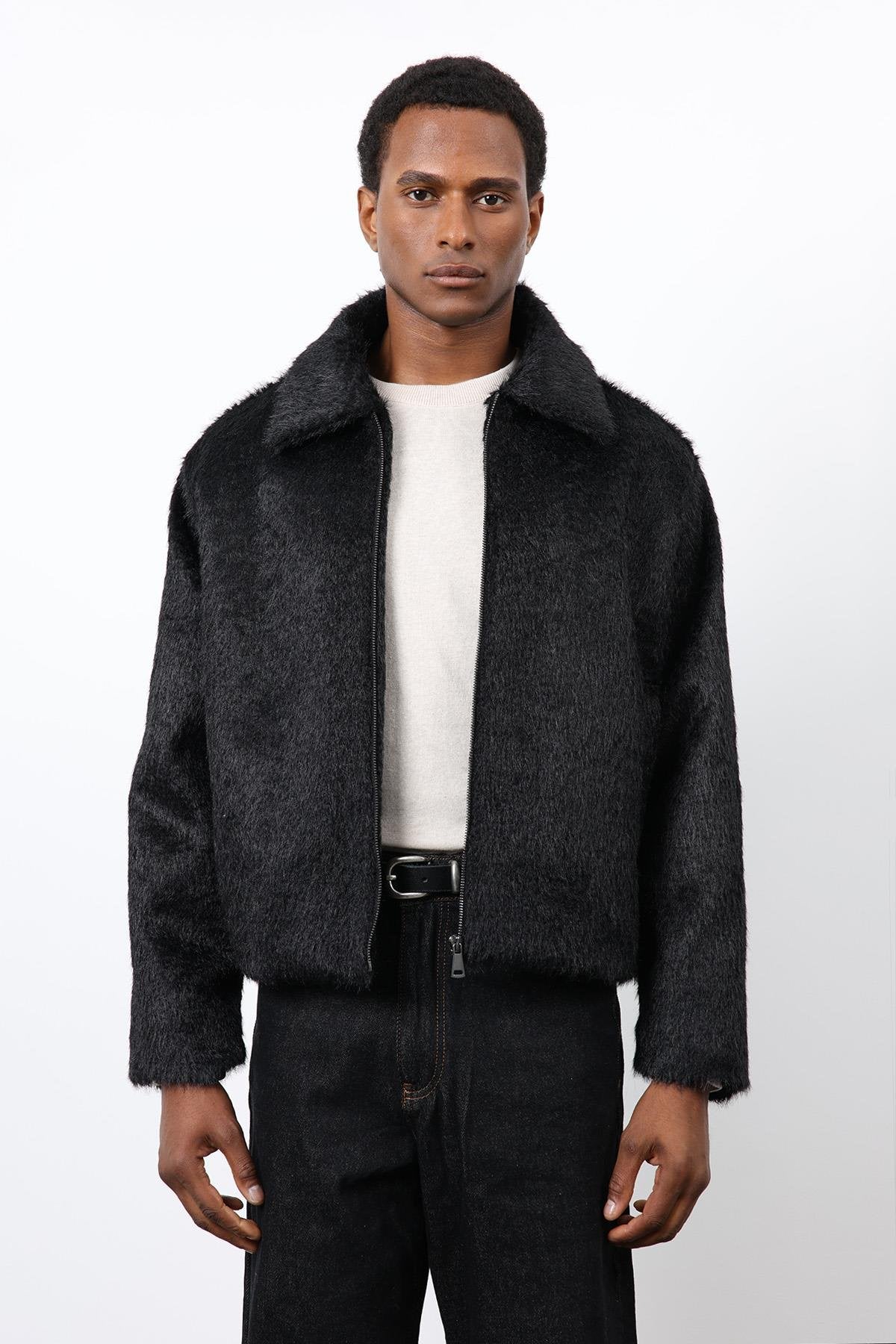 Antioch-Siyah Yumuşak Dokulu Erkek Mont-Mont-3-Milagron.com