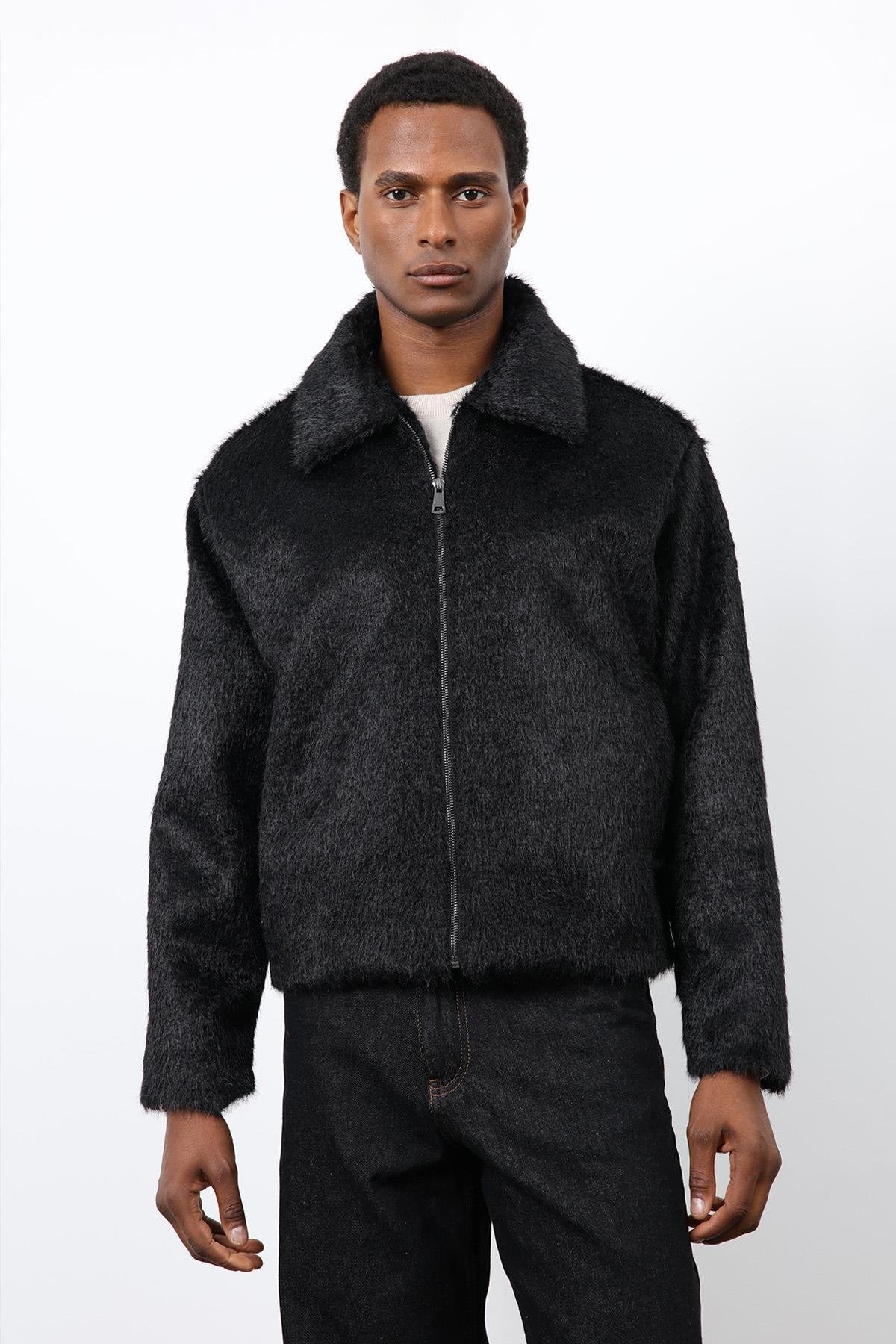 Antioch-Siyah Yumuşak Dokulu Erkek Mont-Mont-5-Milagron.com