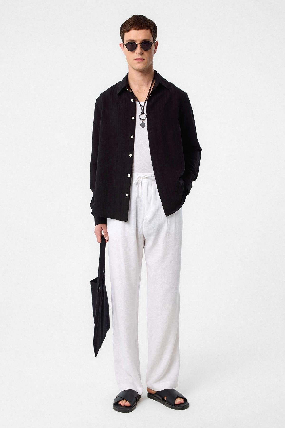 Antioch-Siyah çizgili Ve Dokulu Erkek Gömlek-Gömlek-2-Milagron.com