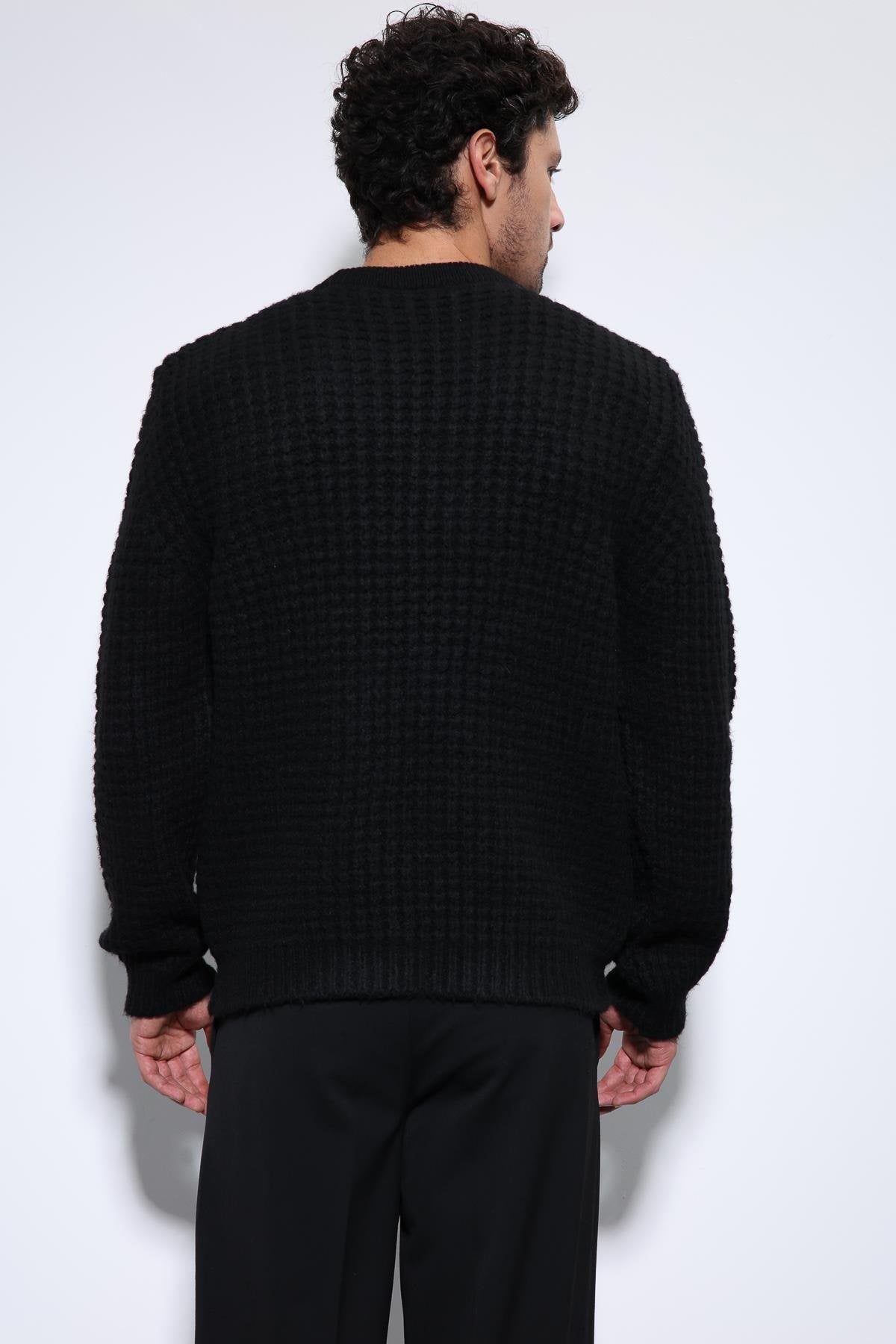 Antioch-Siyah örme Dokulu Erkek Kazak-Kazak-8-Milagron.com