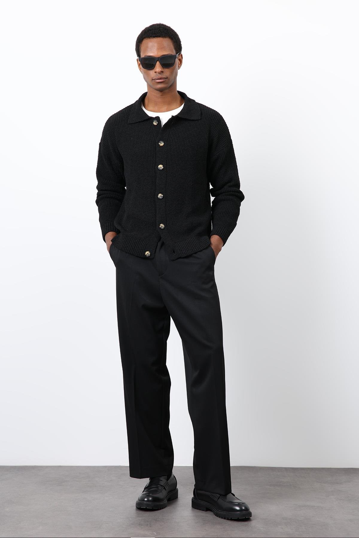 Antioch-Siyah örme Triko Erkek Hırka-Hırka-1-Milagron.com