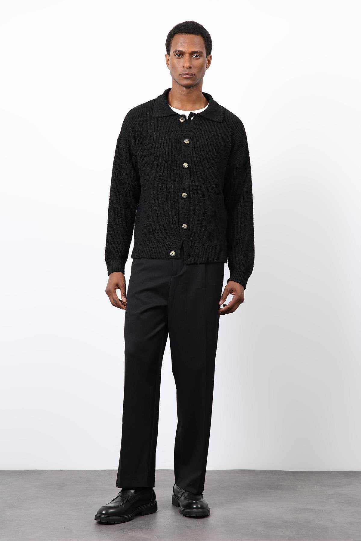 Antioch-Siyah örme Triko Erkek Hırka-Hırka-2-Milagron.com