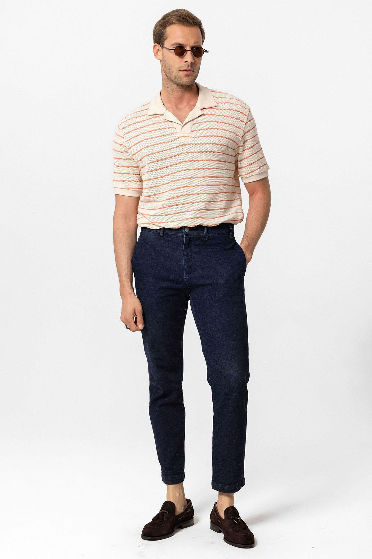 Antioch-Somon Apaş Yaka Çizgili örme Erkek T Shirt-T-Shirts-2-Milagron.com