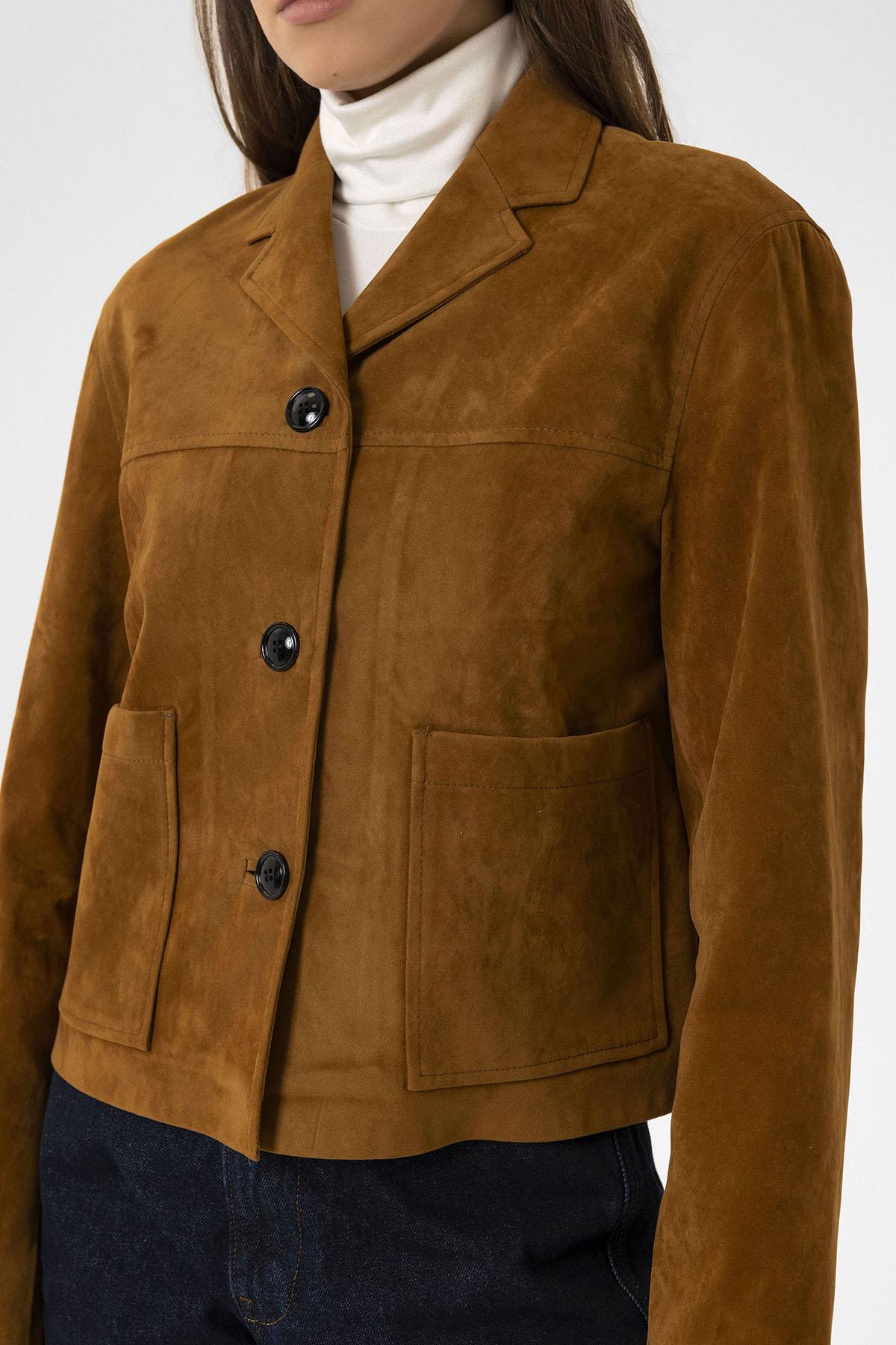 Antioch-Taba Kadın Suni Süet Crop Ceket-Ceket-4-Milagron.com