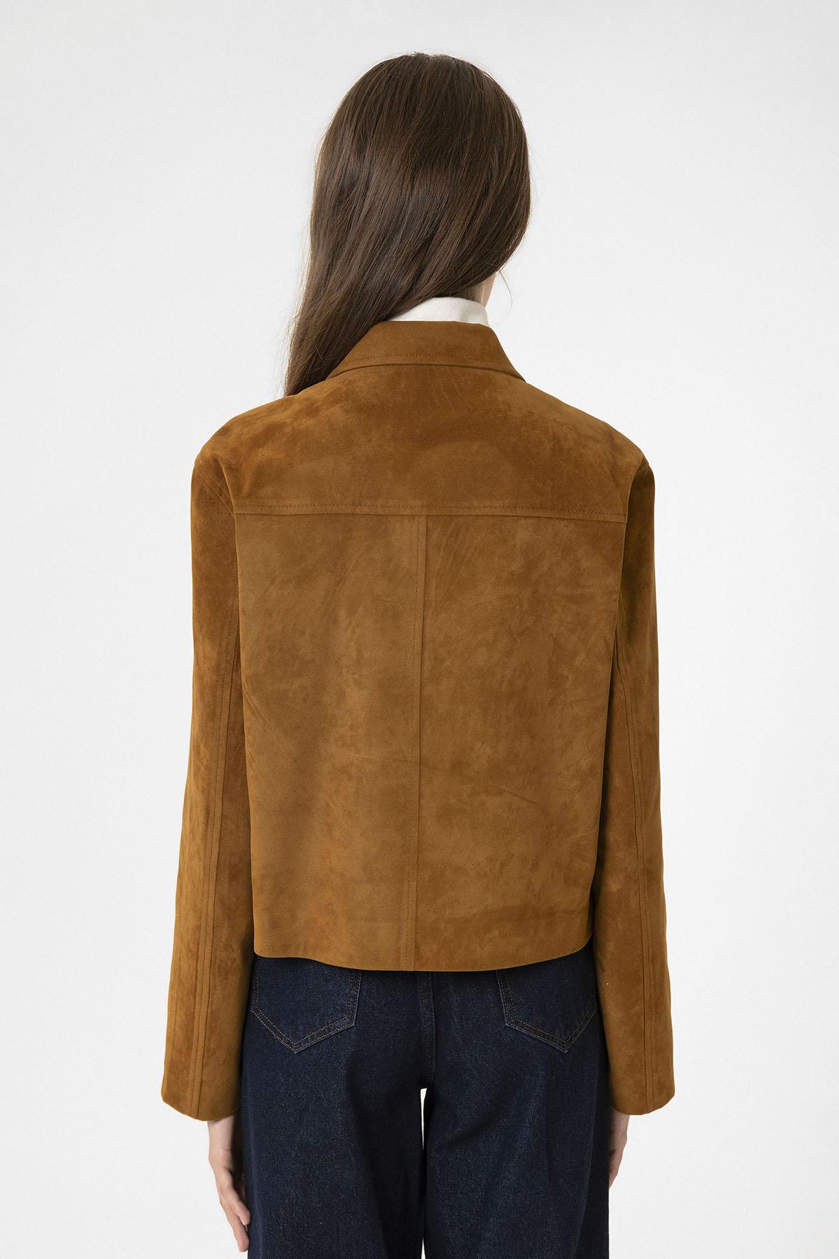 Antioch-Taba Kadın Suni Süet Crop Ceket-Ceket-5-Milagron.com