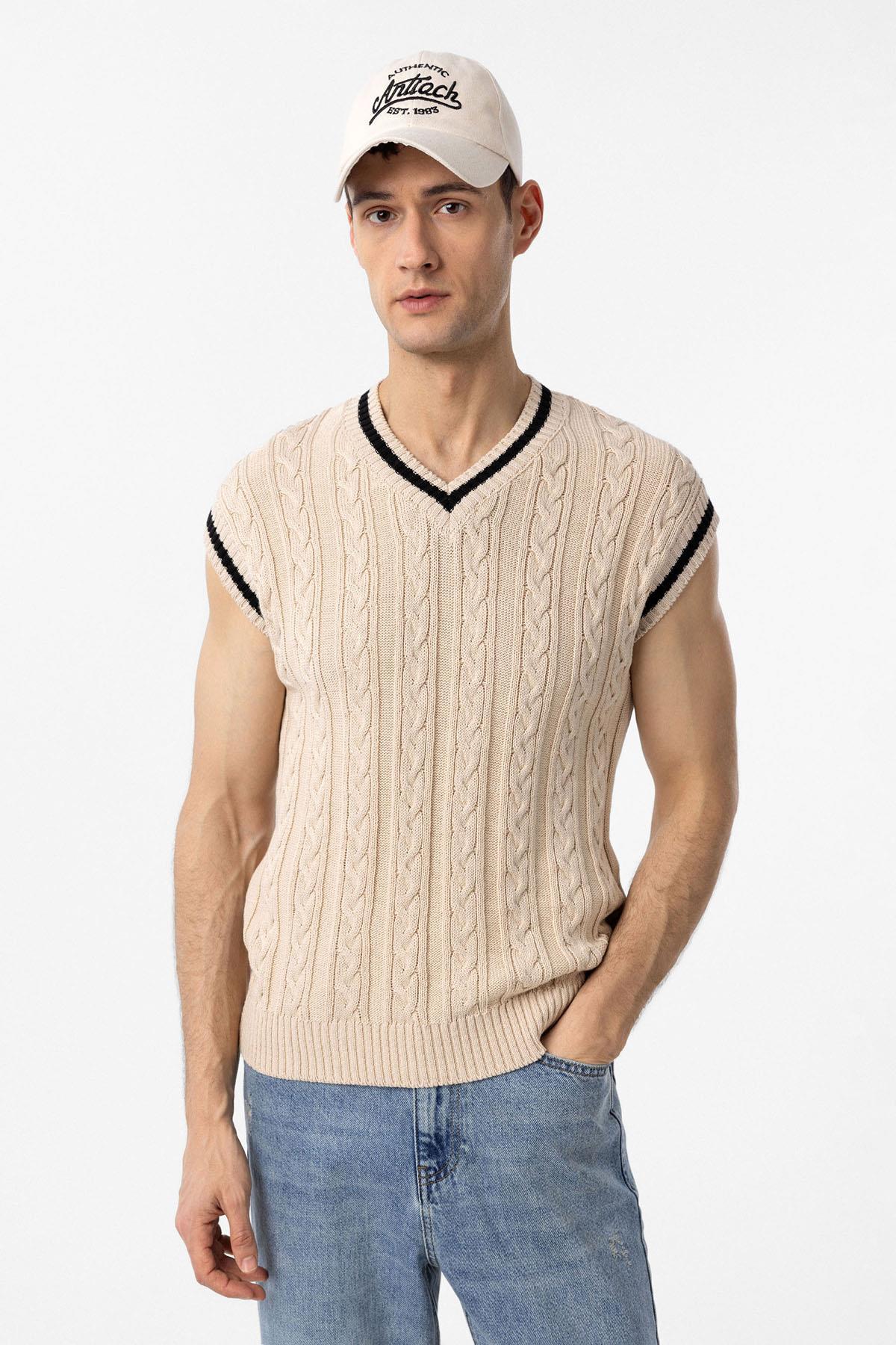 Antioch-Taş 100% Pamuk örgü Erkek Yelek-Yelek-1-Milagron.com