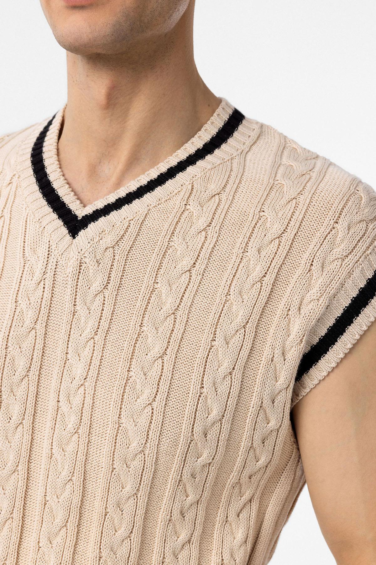 Antioch-Taş 100% Pamuk örgü Erkek Yelek-Yelek-3-Milagron.com