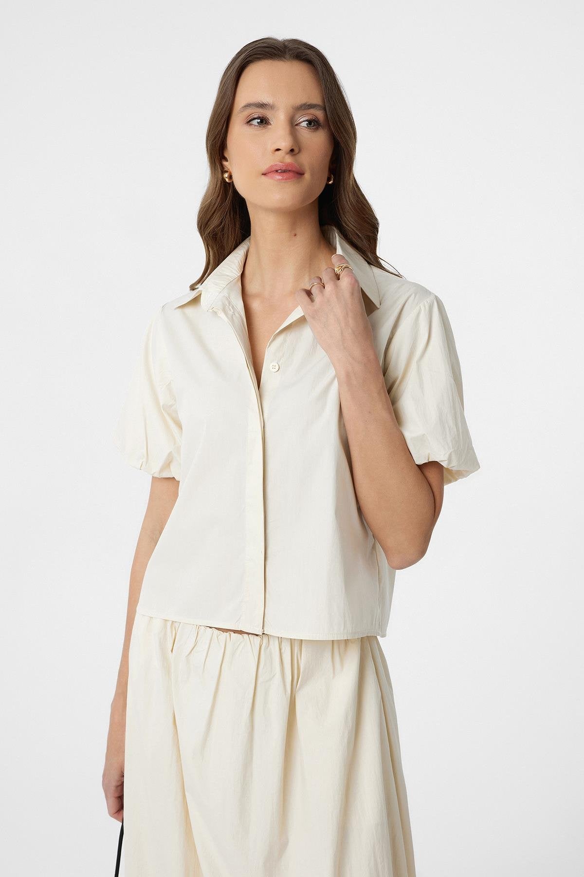 Antioch-Taş Balon Kol Kadın Gömlek-Gömlek-1-Milagron.com