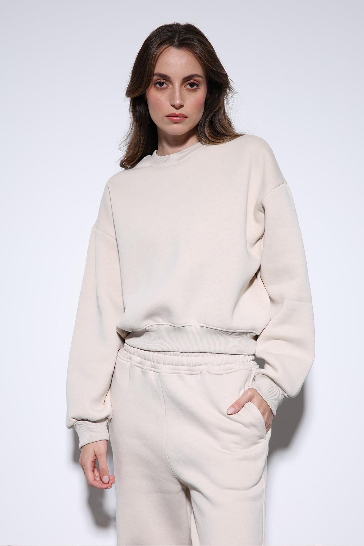Antioch-Taş Basic Kadın Sweatshirt-Sweatshirt-4-Milagron.com