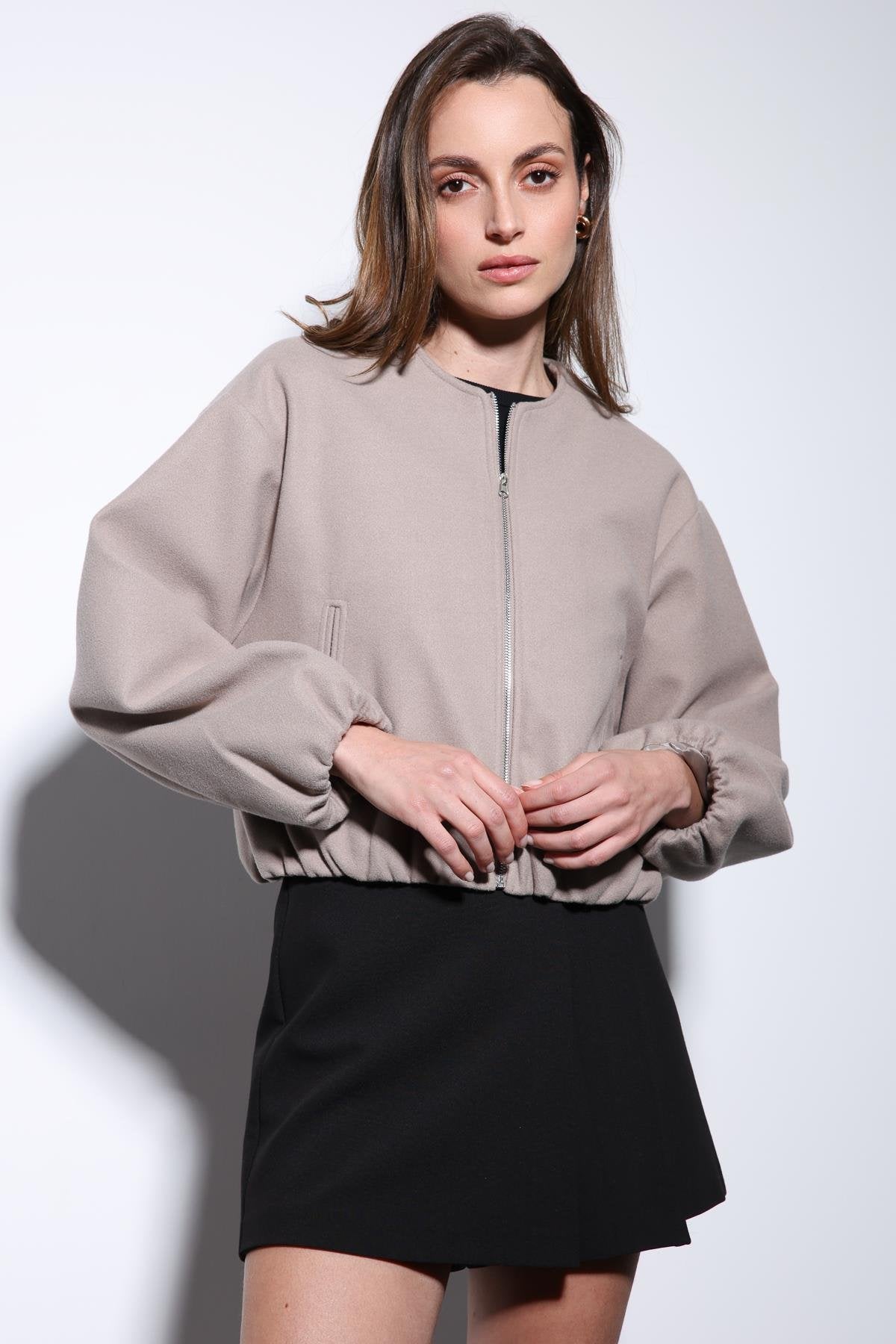 Antioch-Taş Bel Lastikli Crop Kadın Mont-Mont-4-Milagron.com