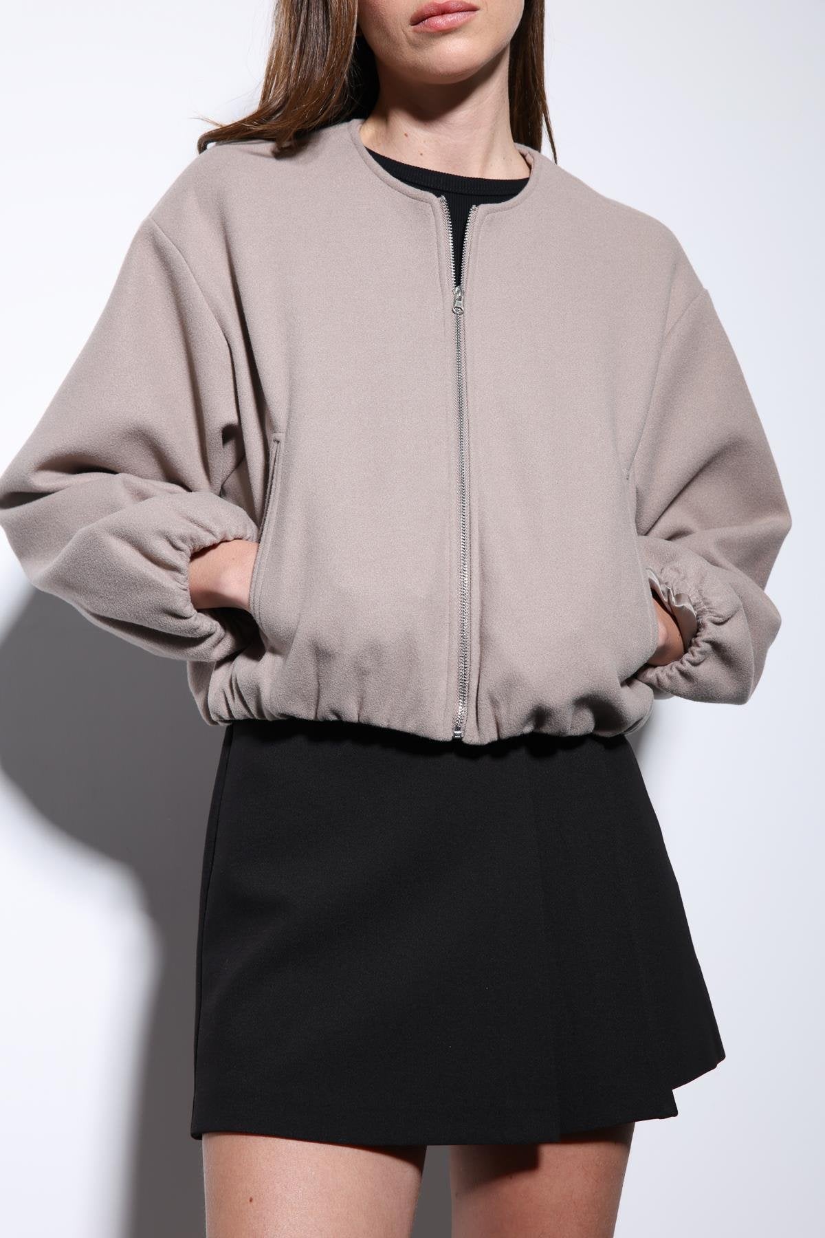 Antioch-Taş Bel Lastikli Crop Kadın Mont-Mont-5-Milagron.com