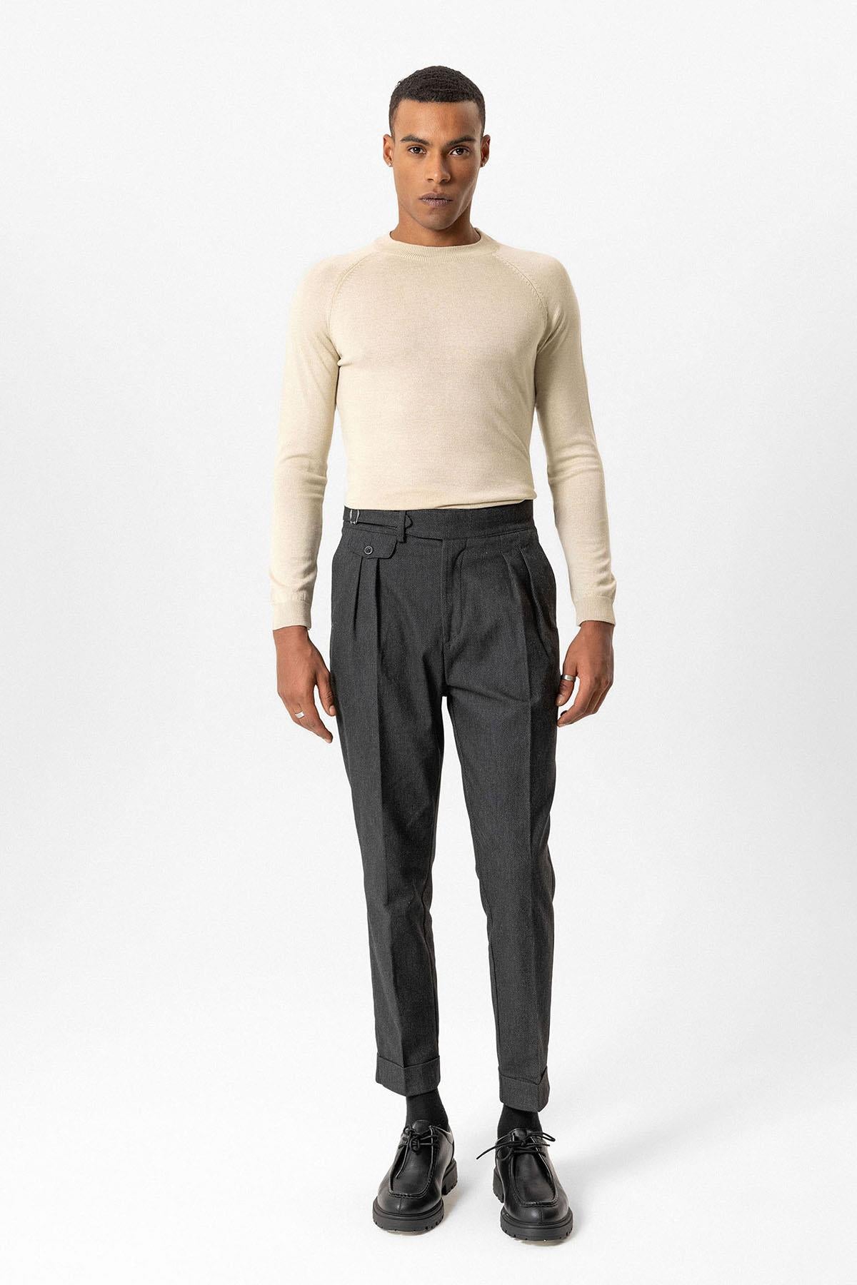 Antioch-Taş Bisiklet Yaka Slim Fit Triko Kazak-Kazak & Triko-2-Milagron.com