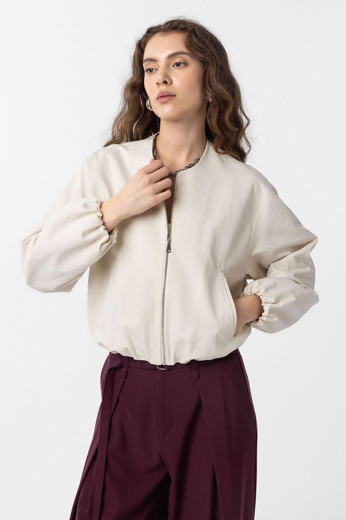 Antioch-Taş Crop Kadın Bomber Mont-Mont-1-Milagron.com