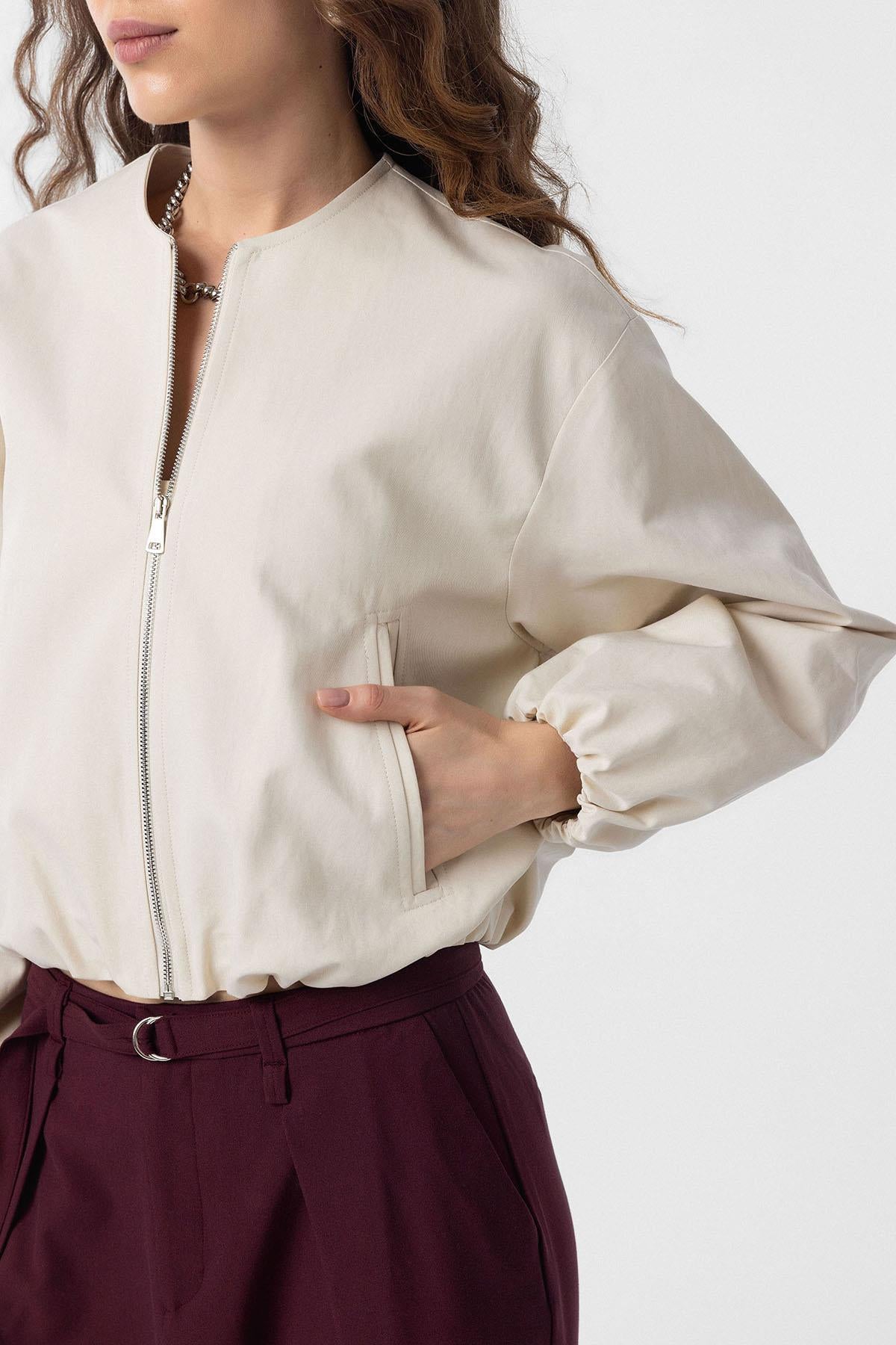 Antioch-Taş Crop Kadın Bomber Mont-Mont-3-Milagron.com