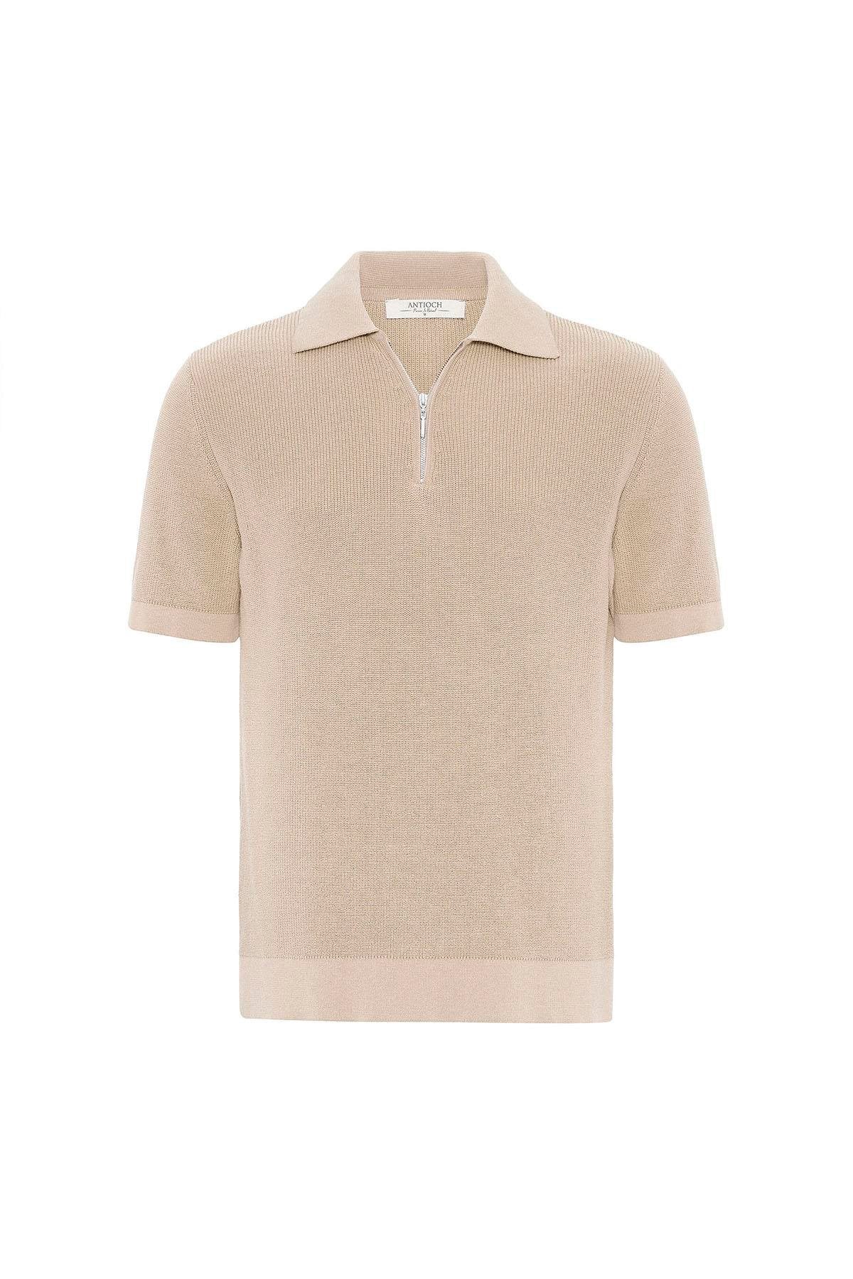 Antioch-Taş Fermuarlı Dokuma Erkek Polo Yaka Triko T Shirt-T-Shirts-6-Milagron.com