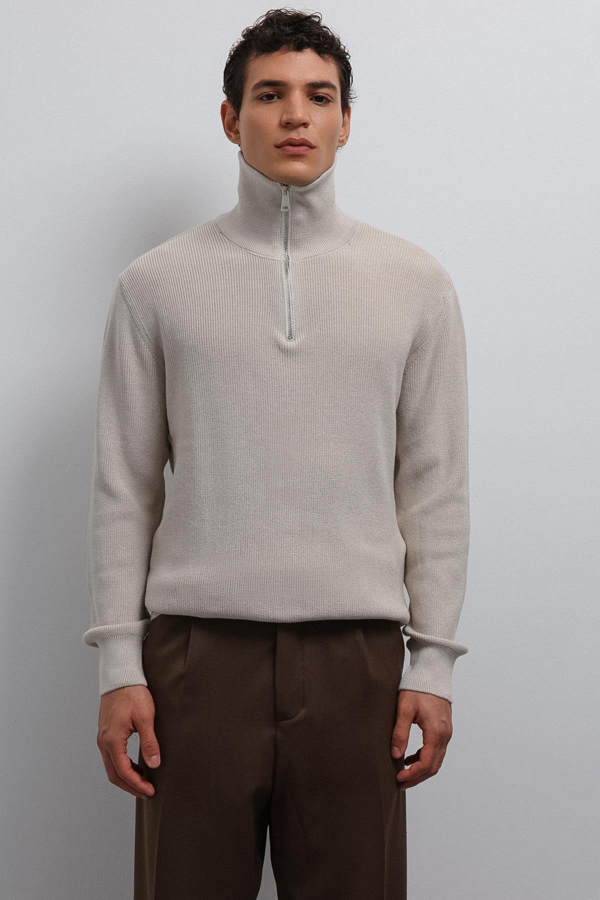 Antioch-Taş Fermuarlı Triko Erkek Kazak-Kazak-3-Milagron.com