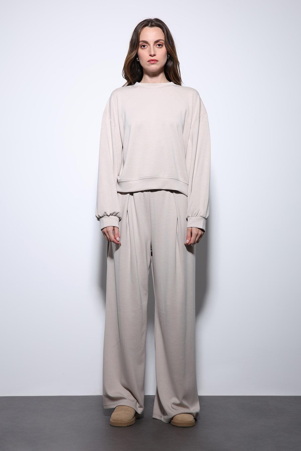 Antioch-Taş Geniş Paça Relaxed Kadın Takım-Takım-4-Milagron.com