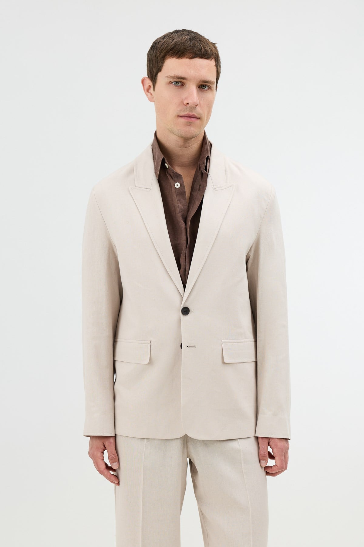 Antioch Taş Keten Karışımlı Erkek Blazer Ceket