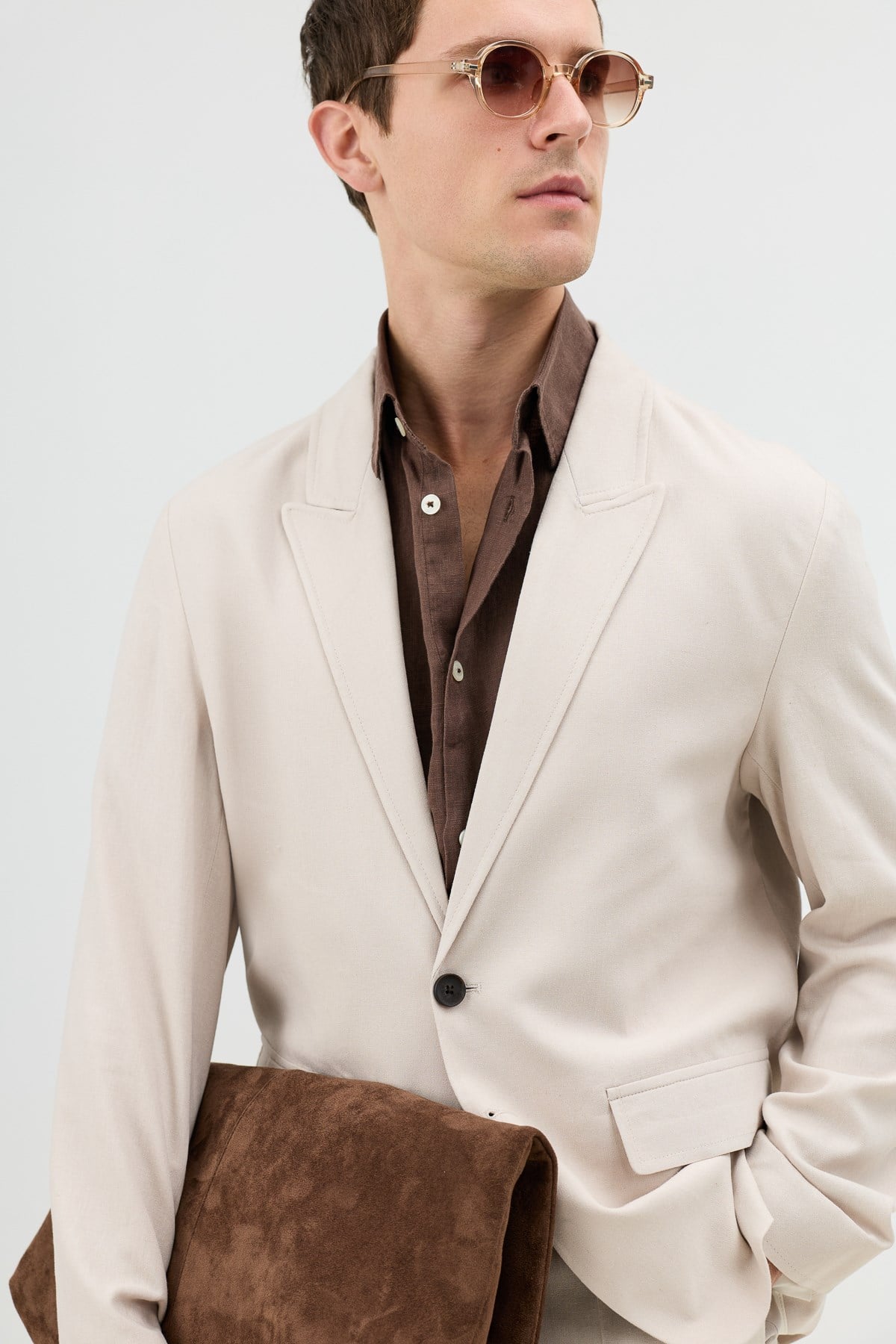 Antioch Taş Keten Karışımlı Erkek Blazer Ceket