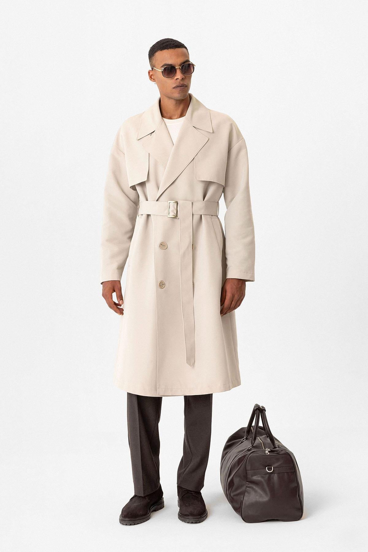 Antioch-Taş Kruvaze Kapama Kemerli Trençkot-Trençkot-3-Milagron.com