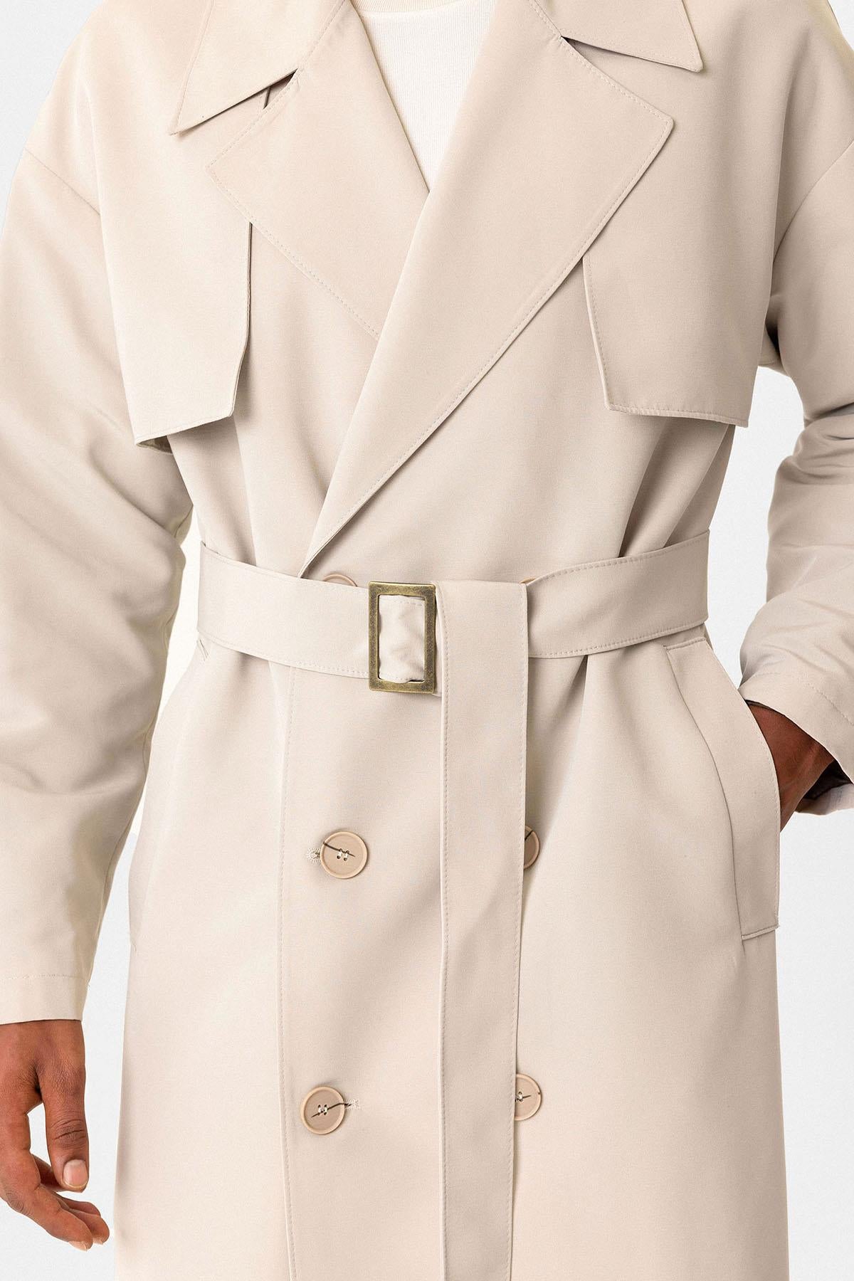 Antioch-Taş Kruvaze Kapama Kemerli Trençkot-Trençkot-4-Milagron.com