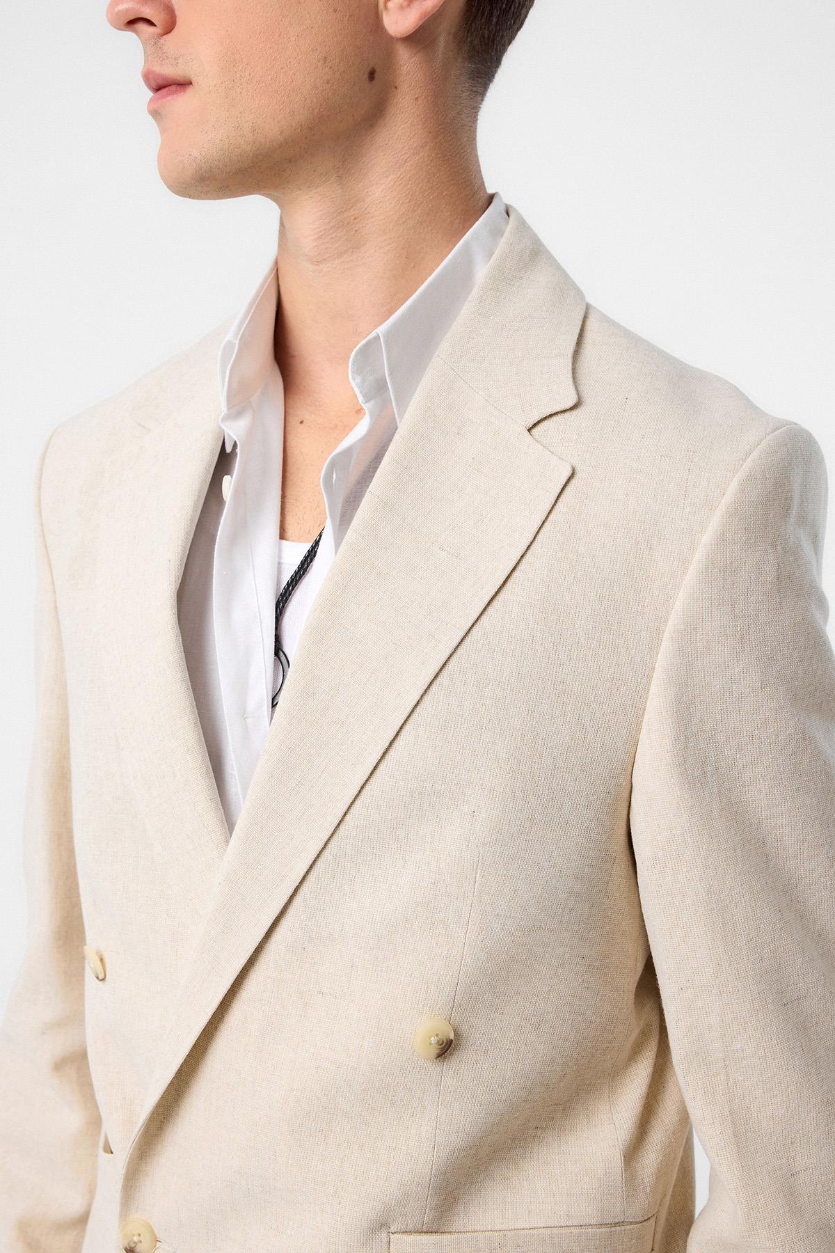 Antioch-Taş Relax Fit Kruvaze Crop Erkek Blazer Ceket-Blazer Ceket-4-Milagron.com
