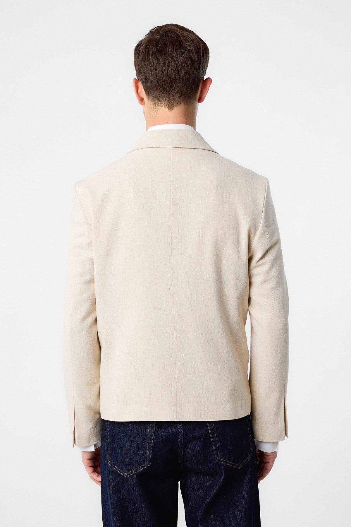 Antioch-Taş Relax Fit Kruvaze Crop Erkek Blazer Ceket-Blazer Ceket-5-Milagron.com