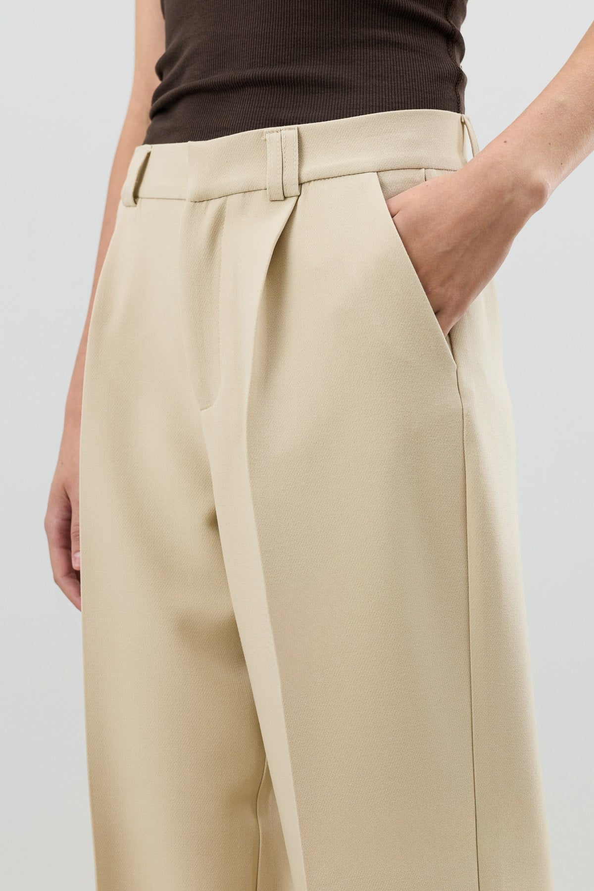 Antioch Taş Relax Fit Pilili Kadın Pantolon