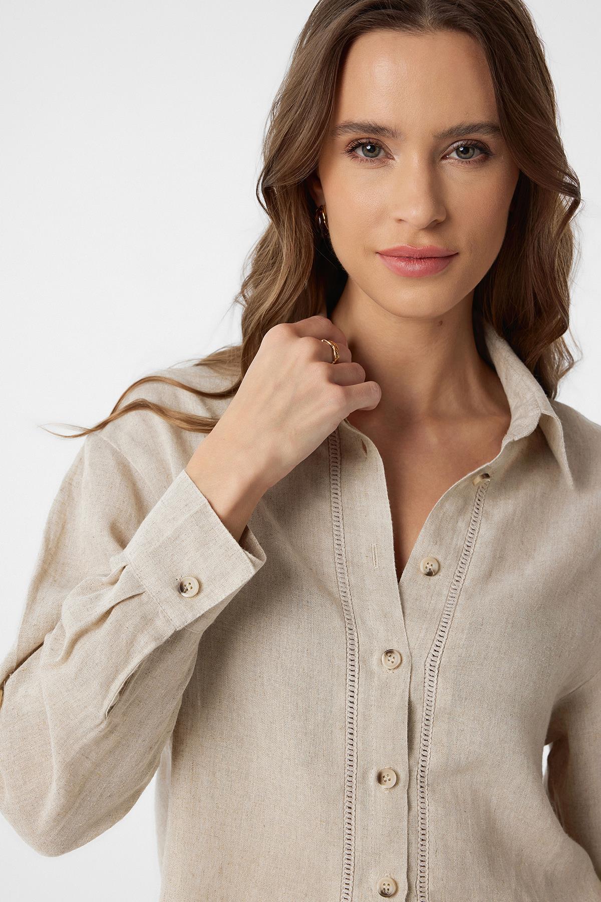 Antioch-Taş Şeritli Kadın Gömlek-Gömlek-3-Milagron.com