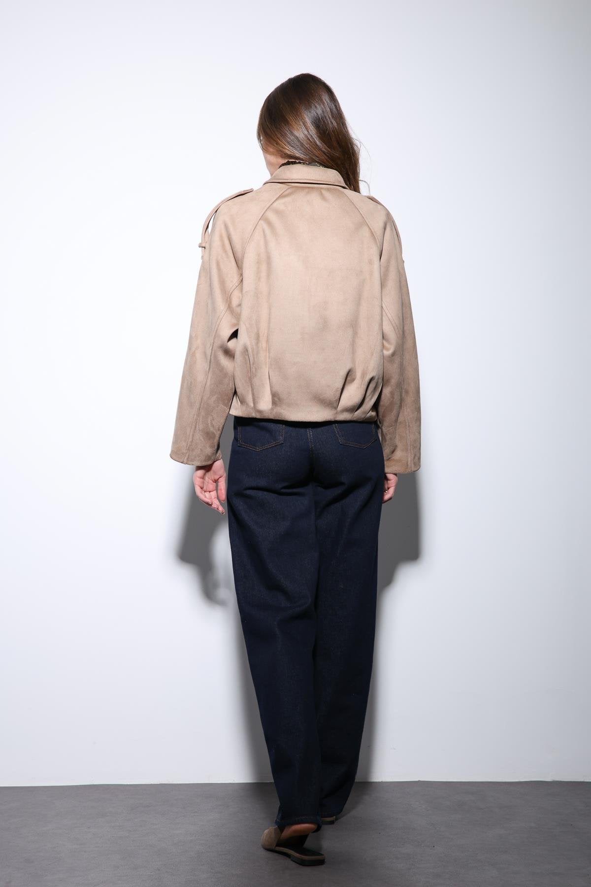 Antioch-Taş Süet Görünümlü Bomber Kadın Mont-Mont-6-Milagron.com