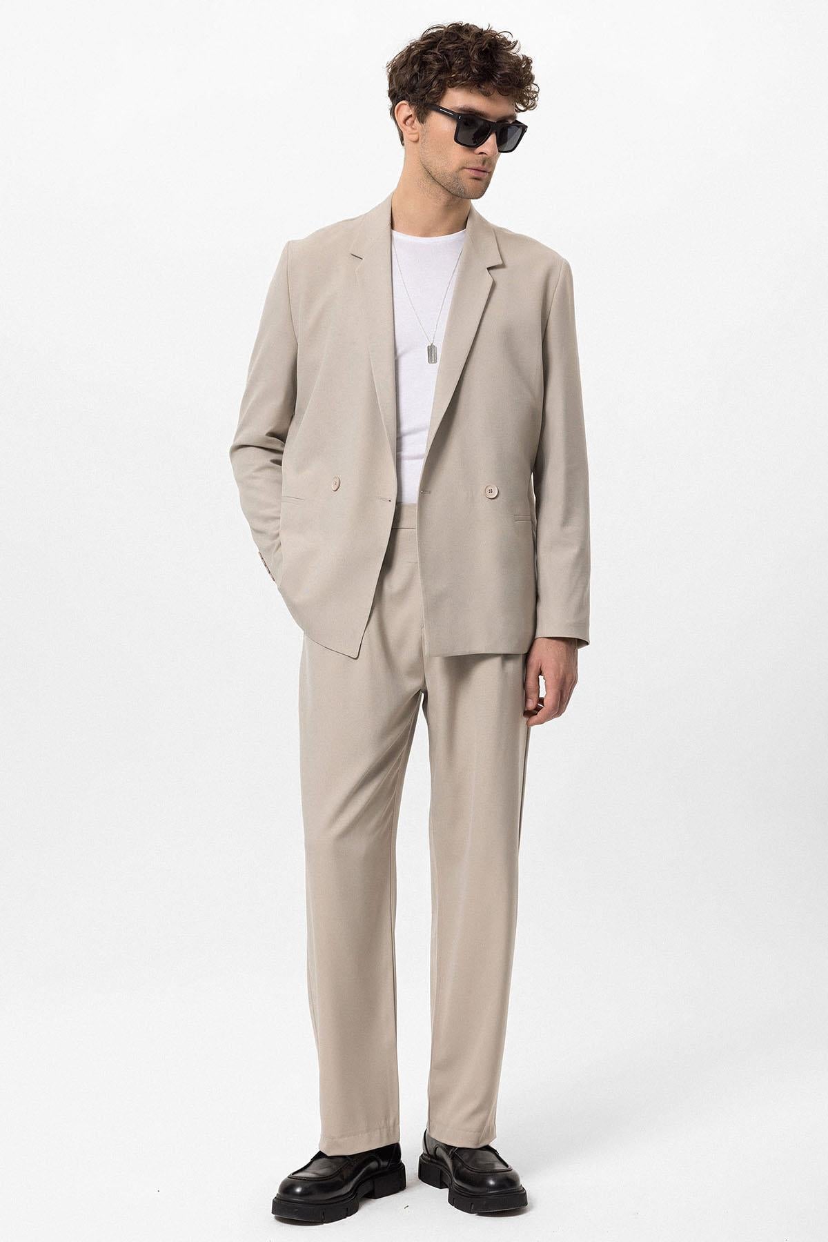 Antioch-Taş Tek Düğme Kruvaze Kapama Erkek Blazer Ceket-Ceket-5-Milagron.com