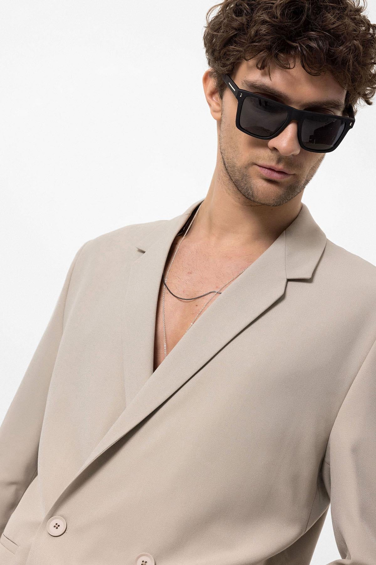 Antioch-Taş Tek Düğme Kruvaze Kapama Erkek Blazer Ceket-Ceket-6-Milagron.com