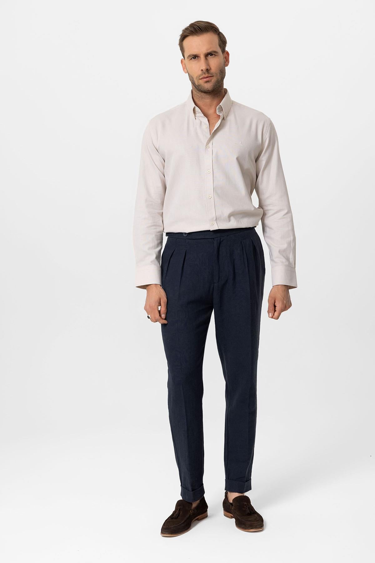 Antioch-Taş Yaka Düğmeli Slim Fit Erkek Gömlek-Gömlek-4-Milagron.com